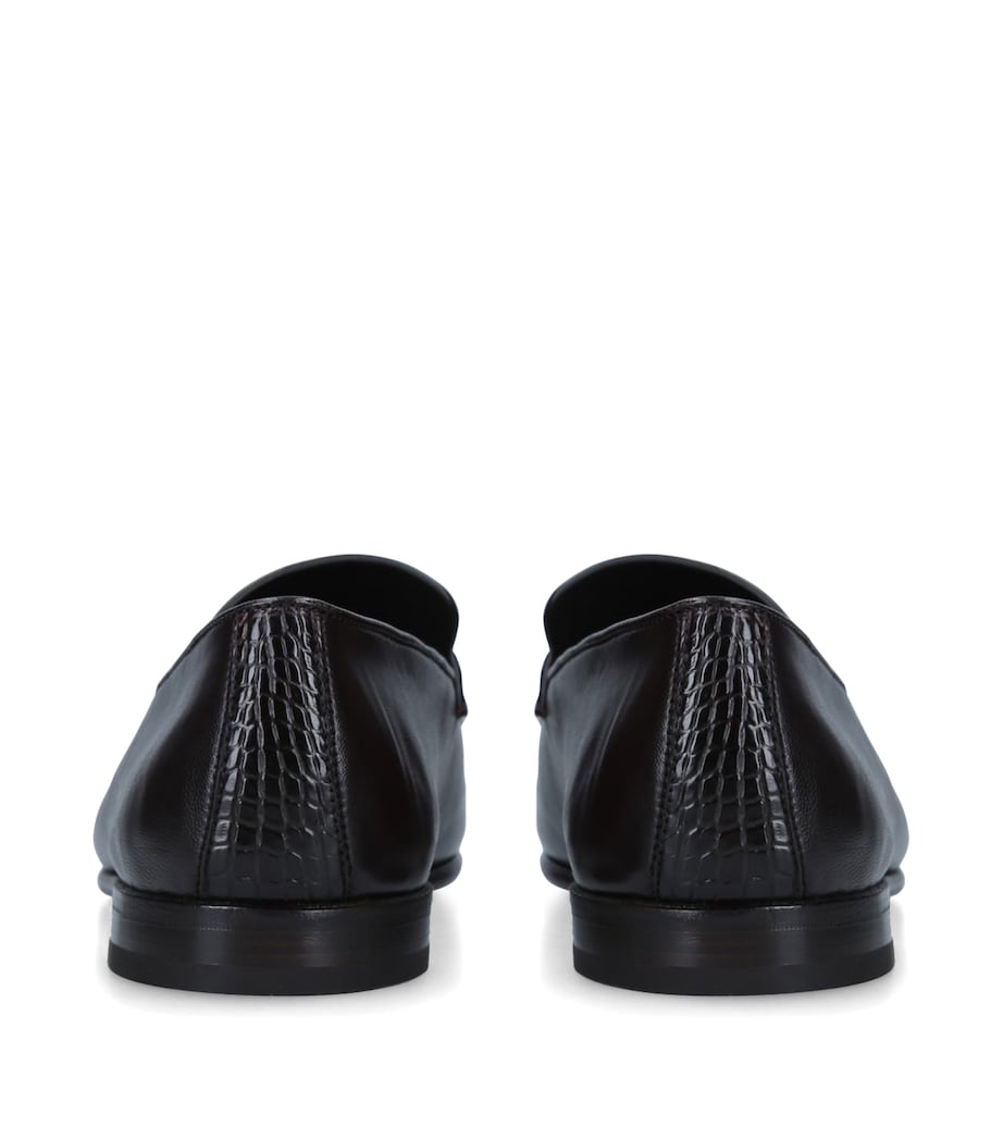 Alligator Trim Leather Asola Penny Loafers BROWN Image 2