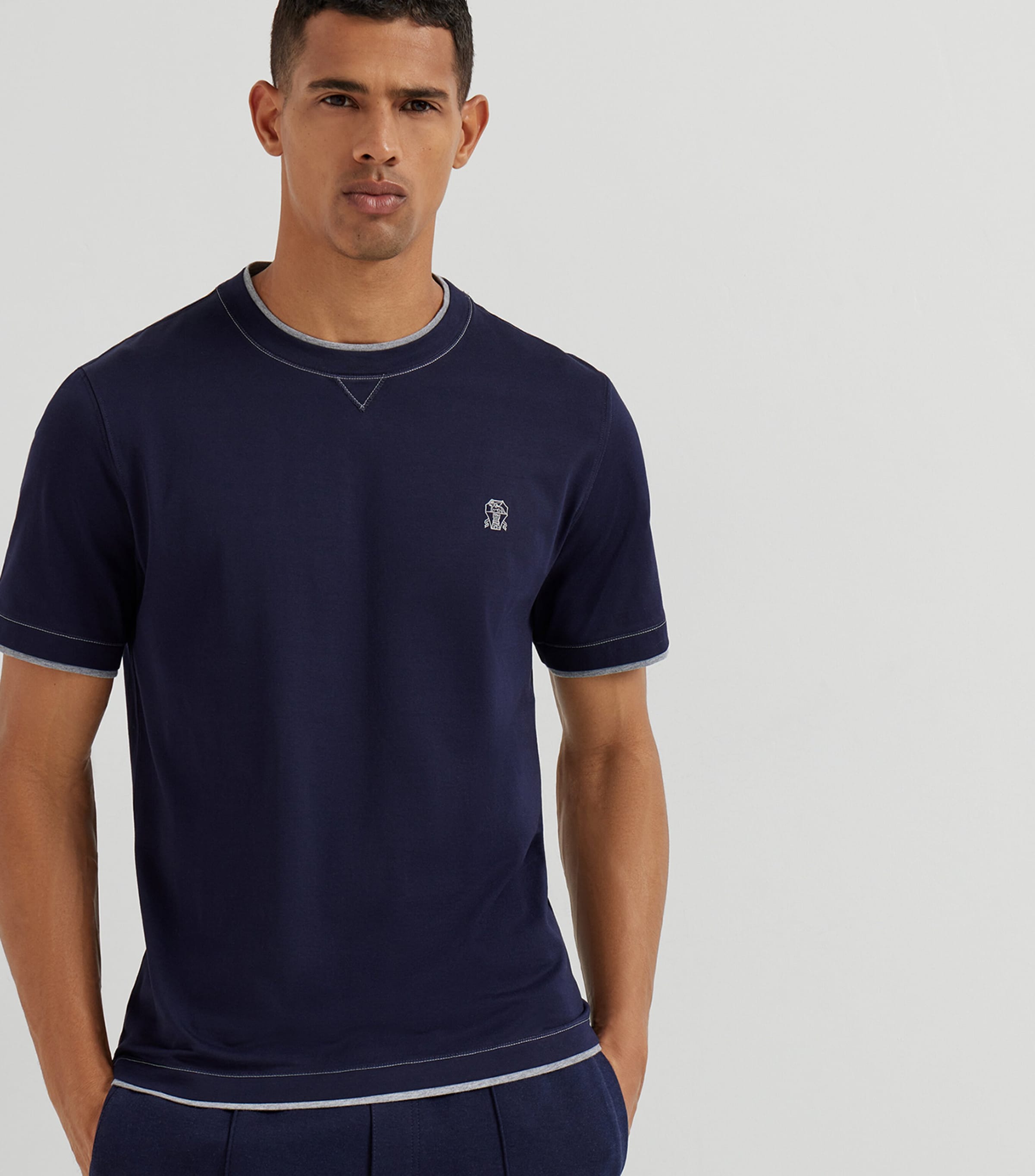 Brunello Cucinelli Cotton Faux-Layered Logo T-Shirt | Harrods UK