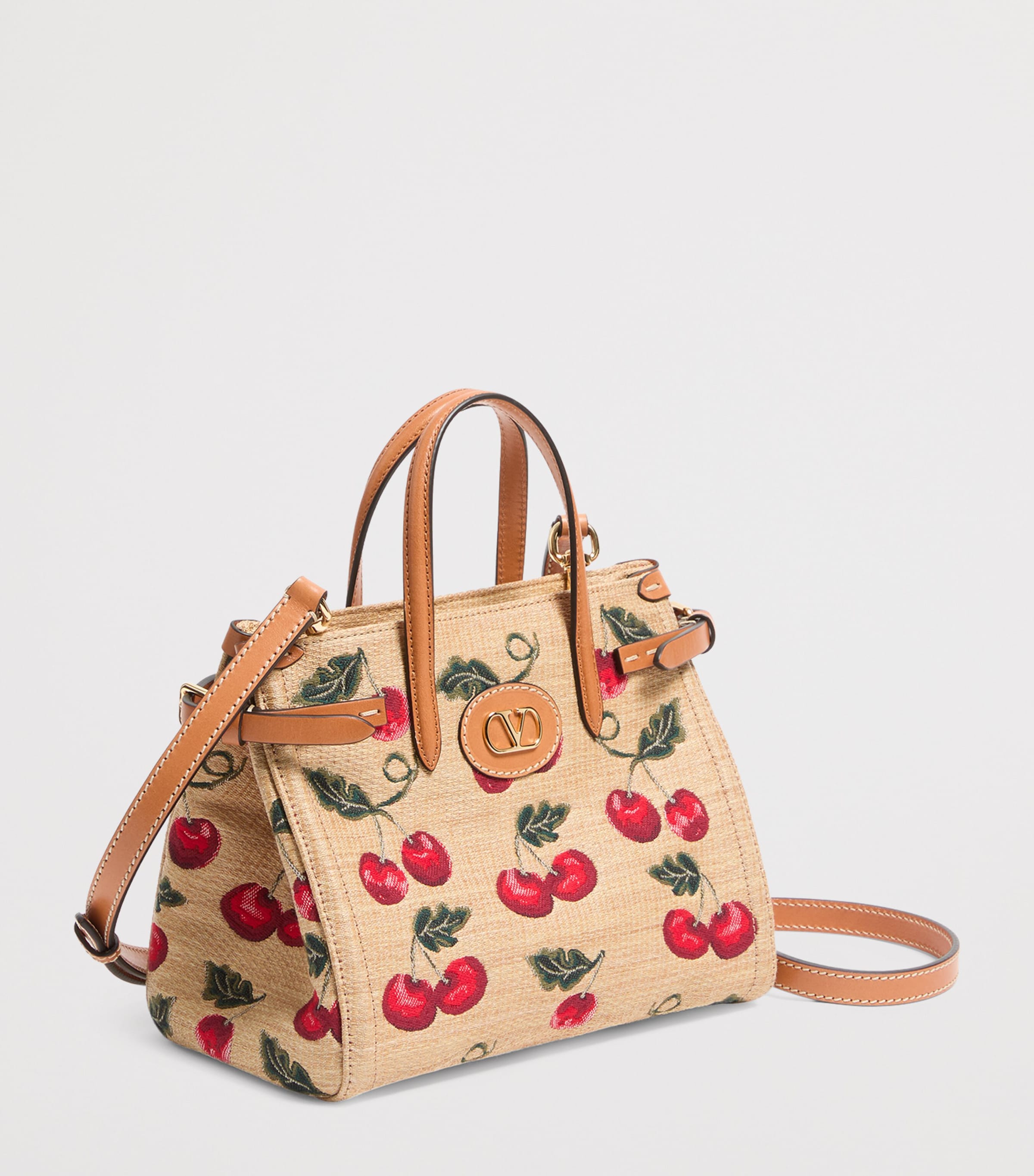 Valentino Garavani Small Canvas Antibes Cherry Tote Bag