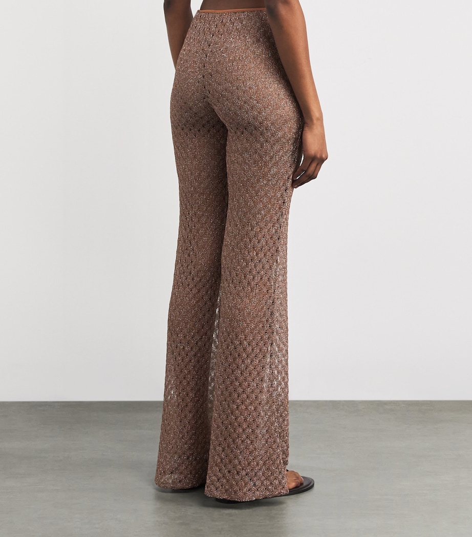 Lamé Flared Trousers S80EE BROWN Image 4