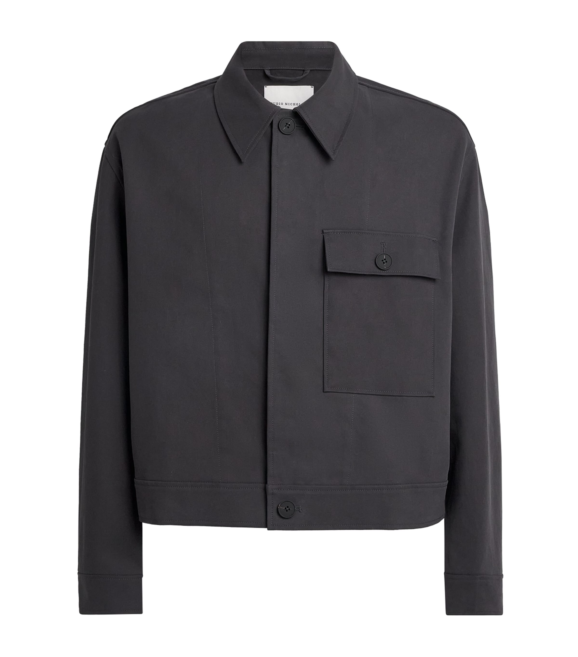 Studio Nicholson Mens Cotton Concealed Placket Overshirt Ore Image 1