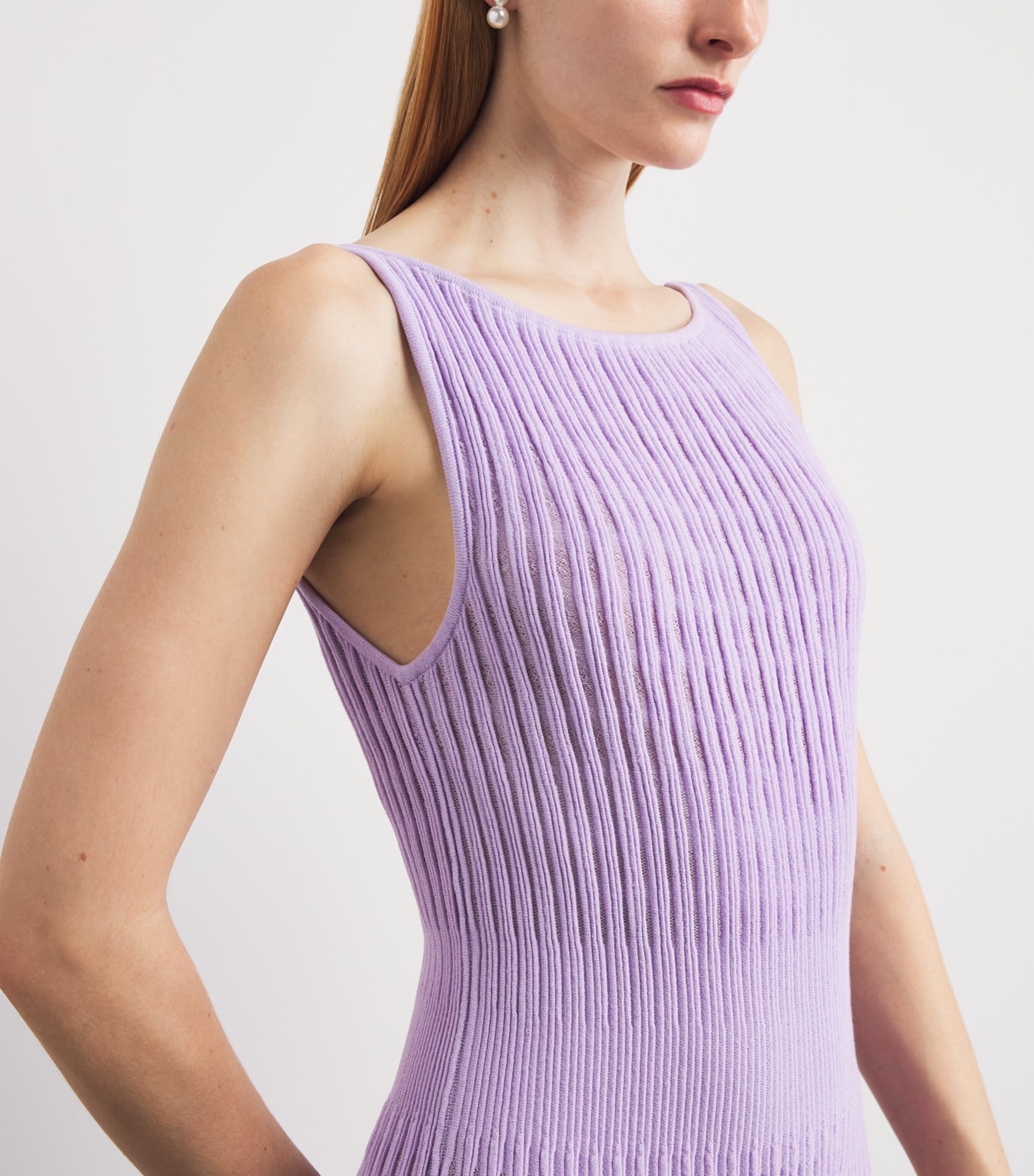 VALENTI Womens Knitted Isabela Midi Dress Lilac Image 5