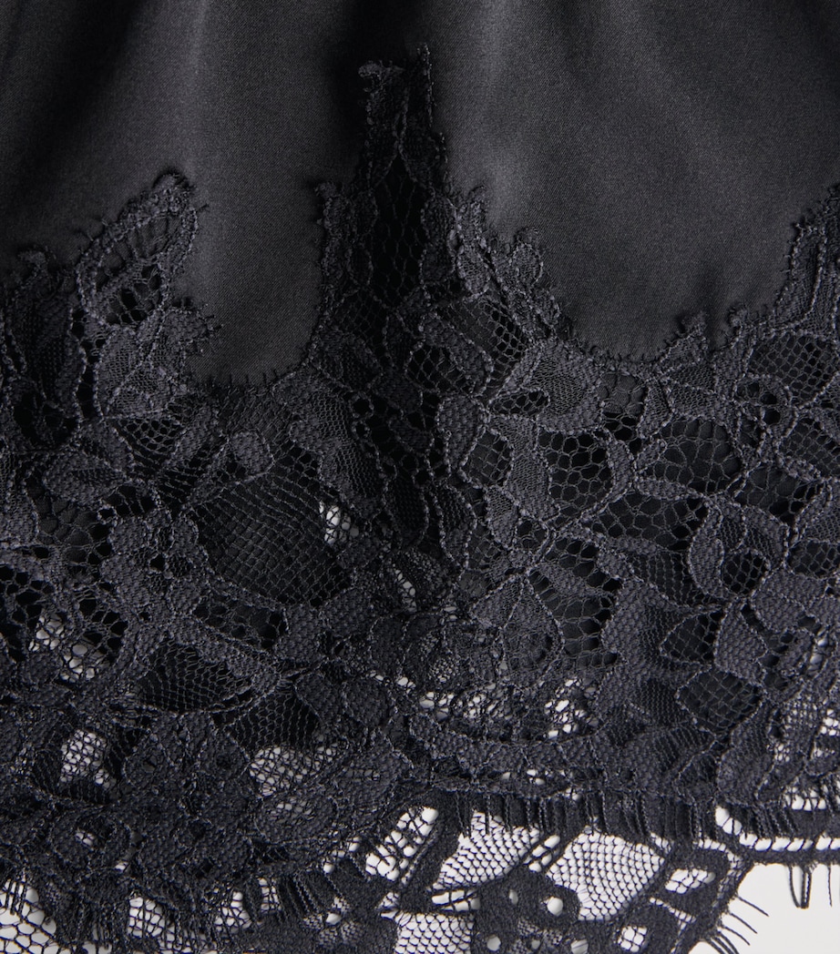 Skims Womens Stretch-Silk Lace-Trim Shorts Onyx Image 6
