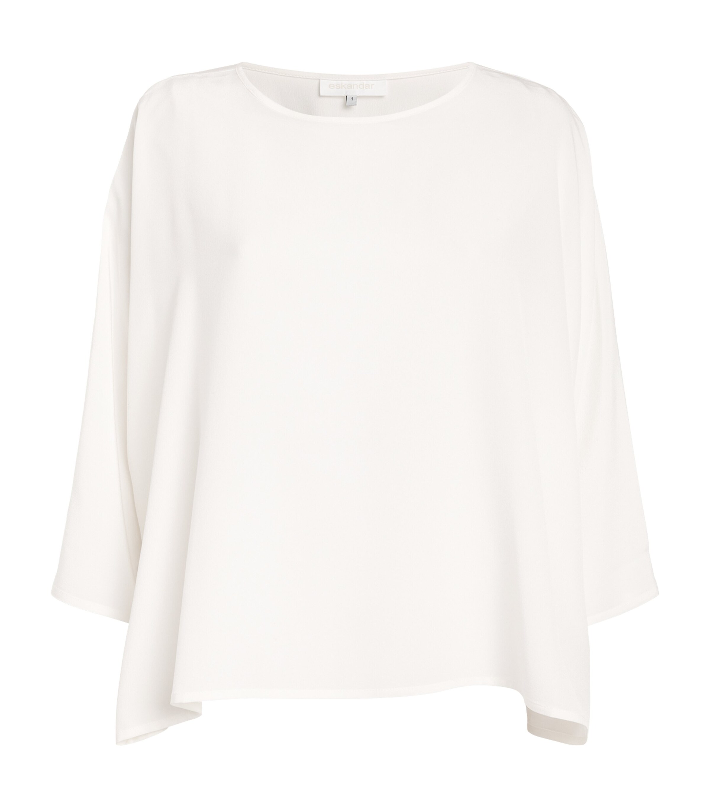 Eskandar Silk Boat-neck Top In White