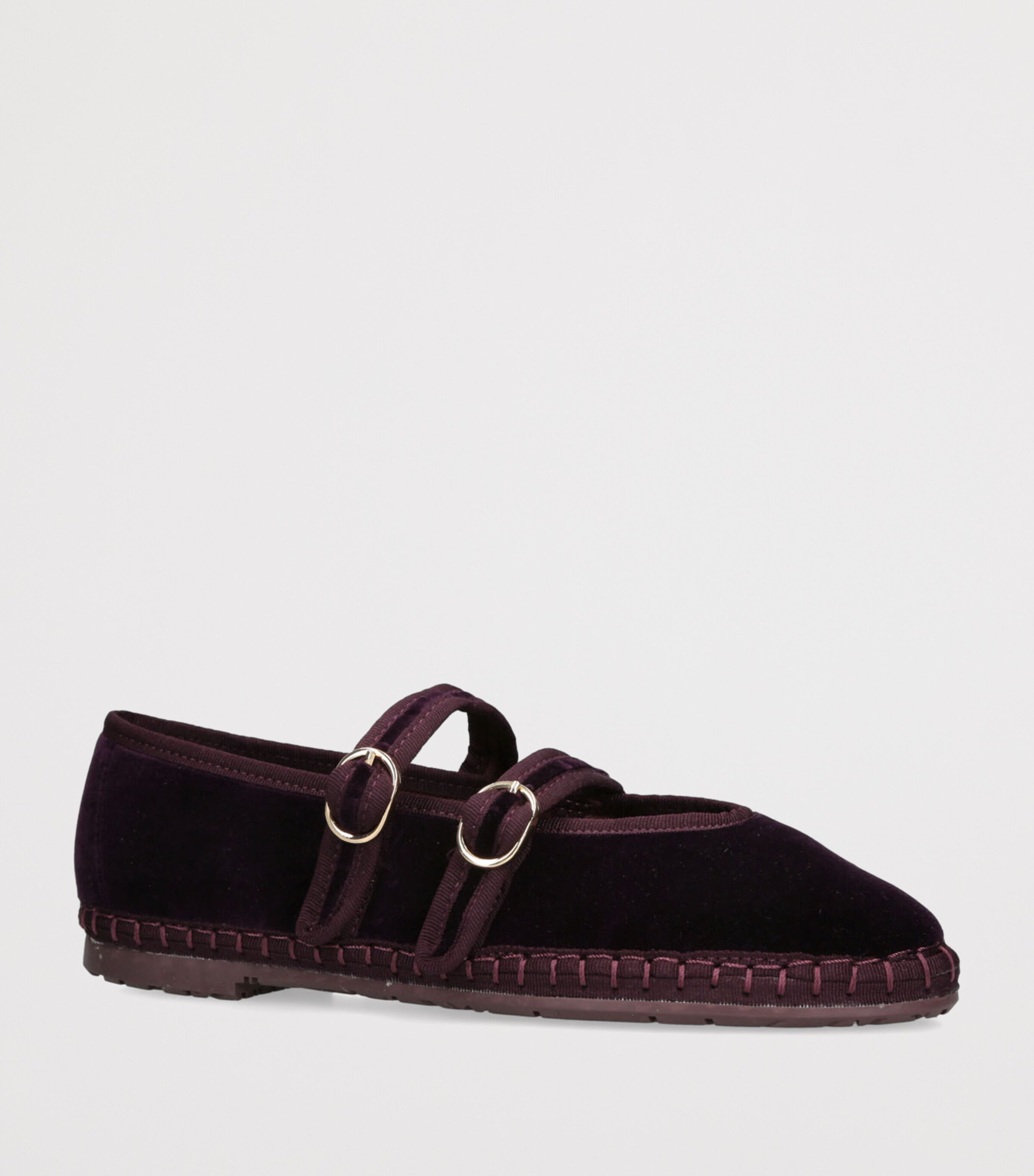 Flabelus Velvet Claire Mary Janes Purple Image 3