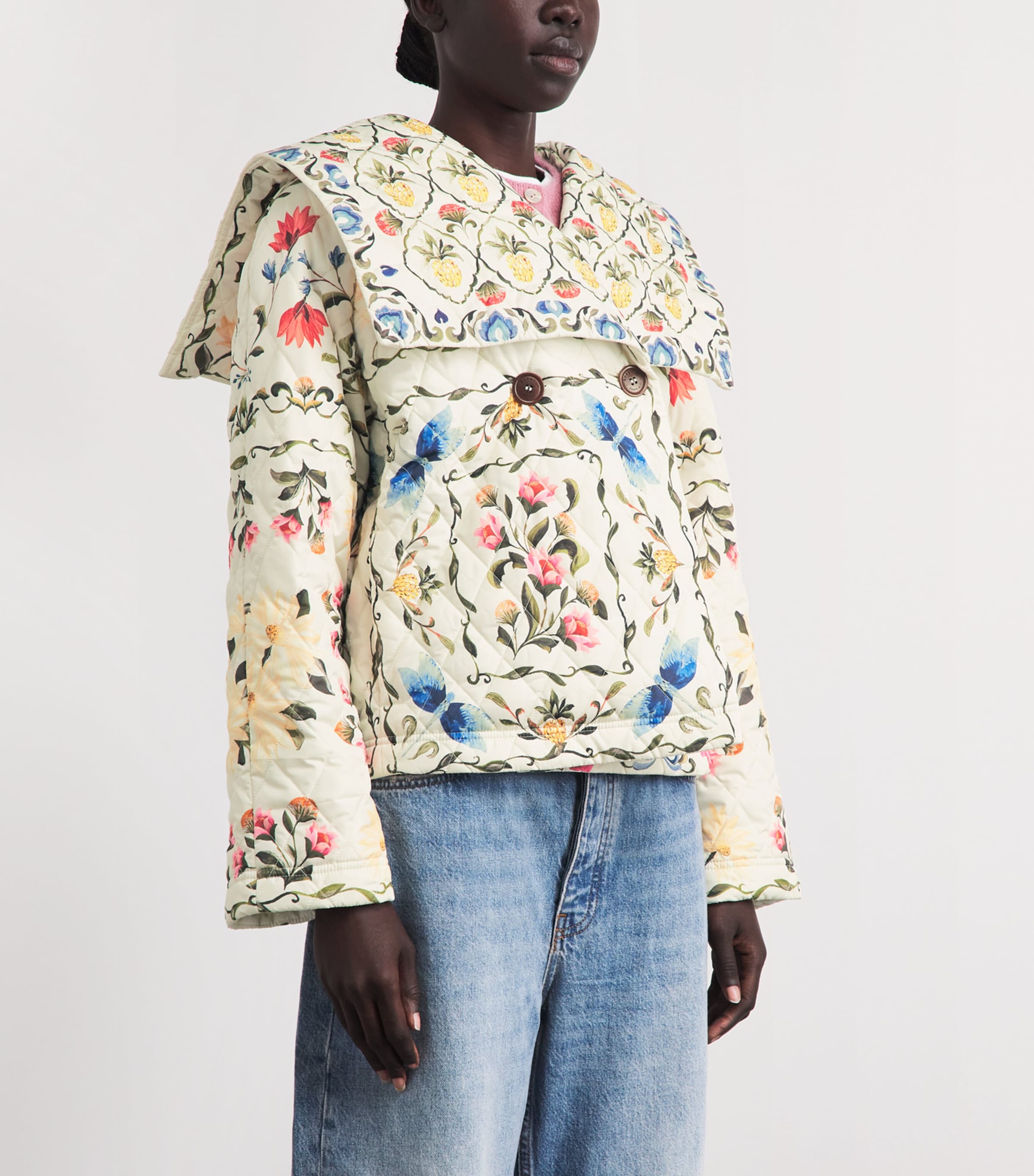 Barbour Womens x Farm Rio Quilted Floral Jacket Cream Spring Petal/f Image 4