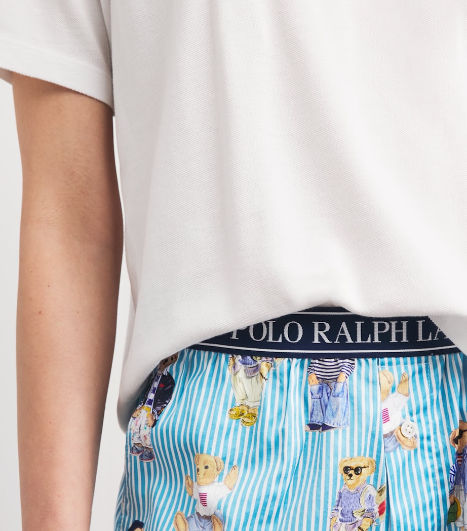 Polo Ralph Lauren Womens Cotton Polo Bear Logo Pyjama Shorts Agua Mist Bear Image 3