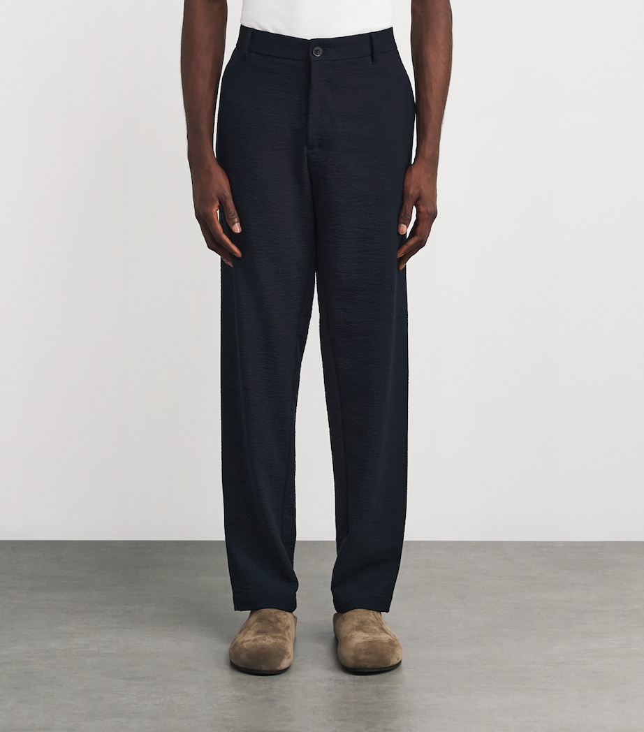 Stretch-Wool Seersucker Trousers BUAA-NAVY Image 3