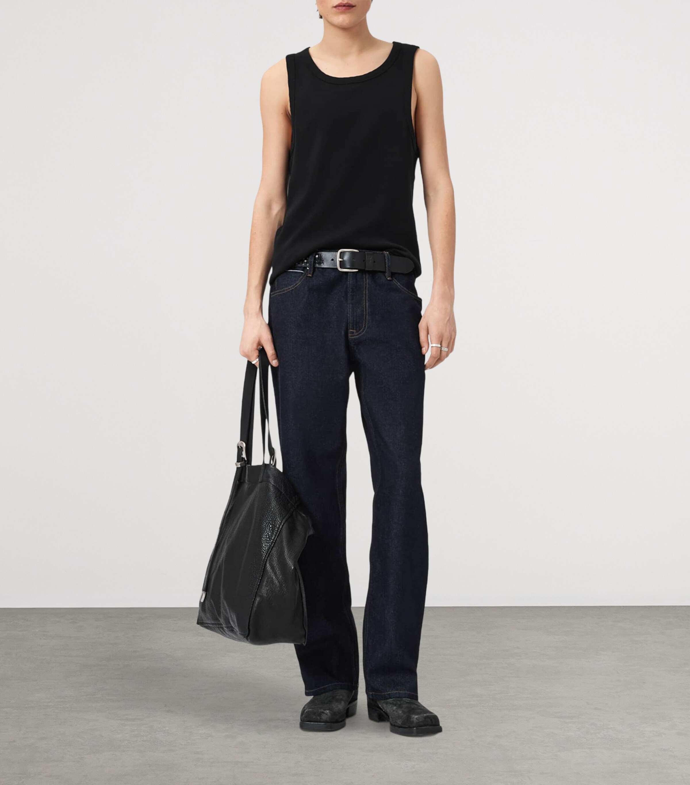 AllSaints Mens Organic Cotton Axel Vest Jet Black Image 6