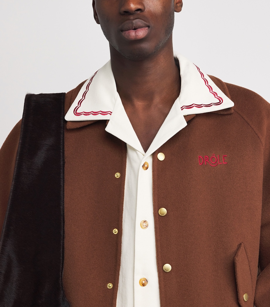 Wool-Blend Logo Bomber Jacket CHOCOLATE Image 6