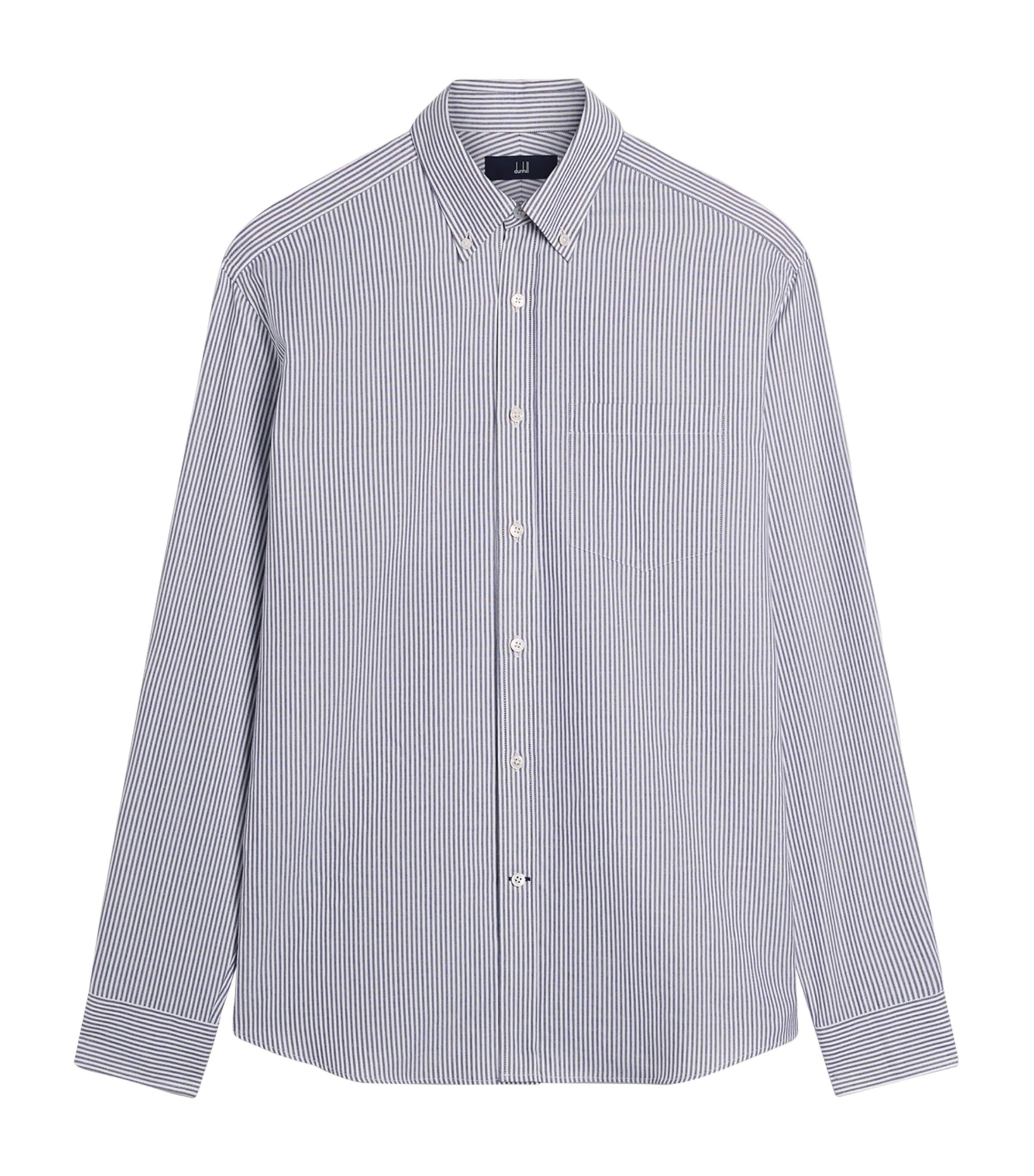 Dunhill Mens Cotton-Cashmere Stripe Shirt Image 1