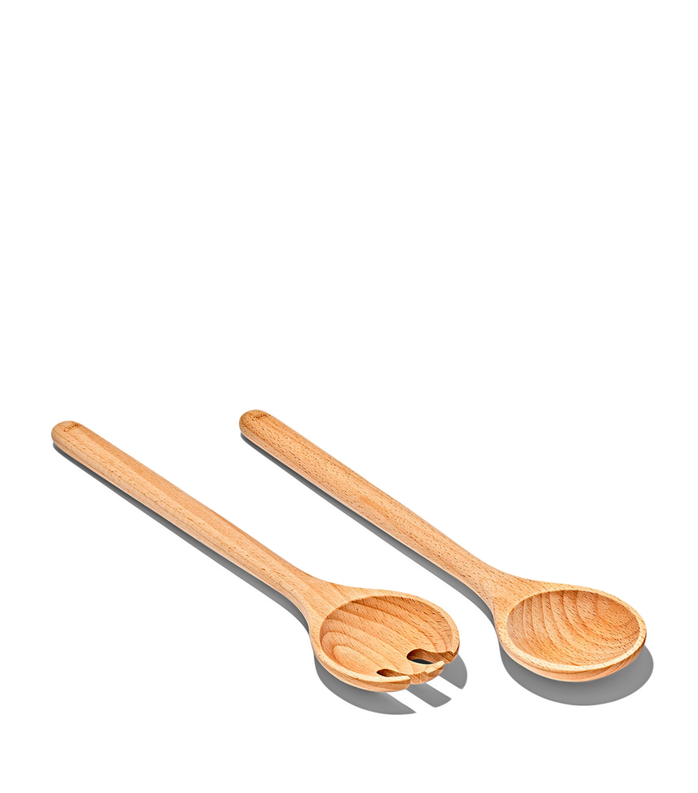 Oxo Set of 2 Wood Good Grips Salad Servers Beechwood Brown Image 2