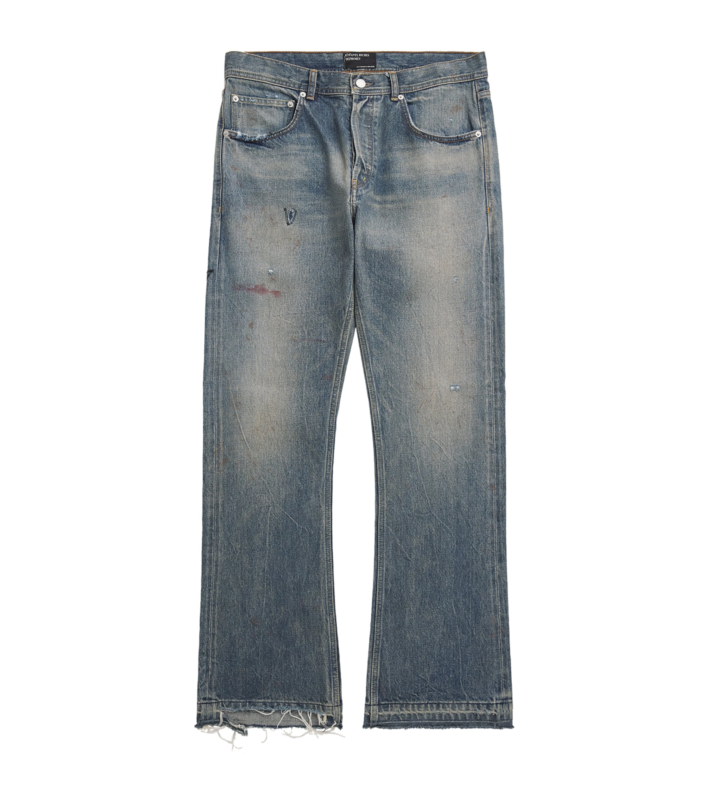 Enfants Riches Déprimés Mens Distressed Elvis Texas Flared Jeans Antique Blue Image 1