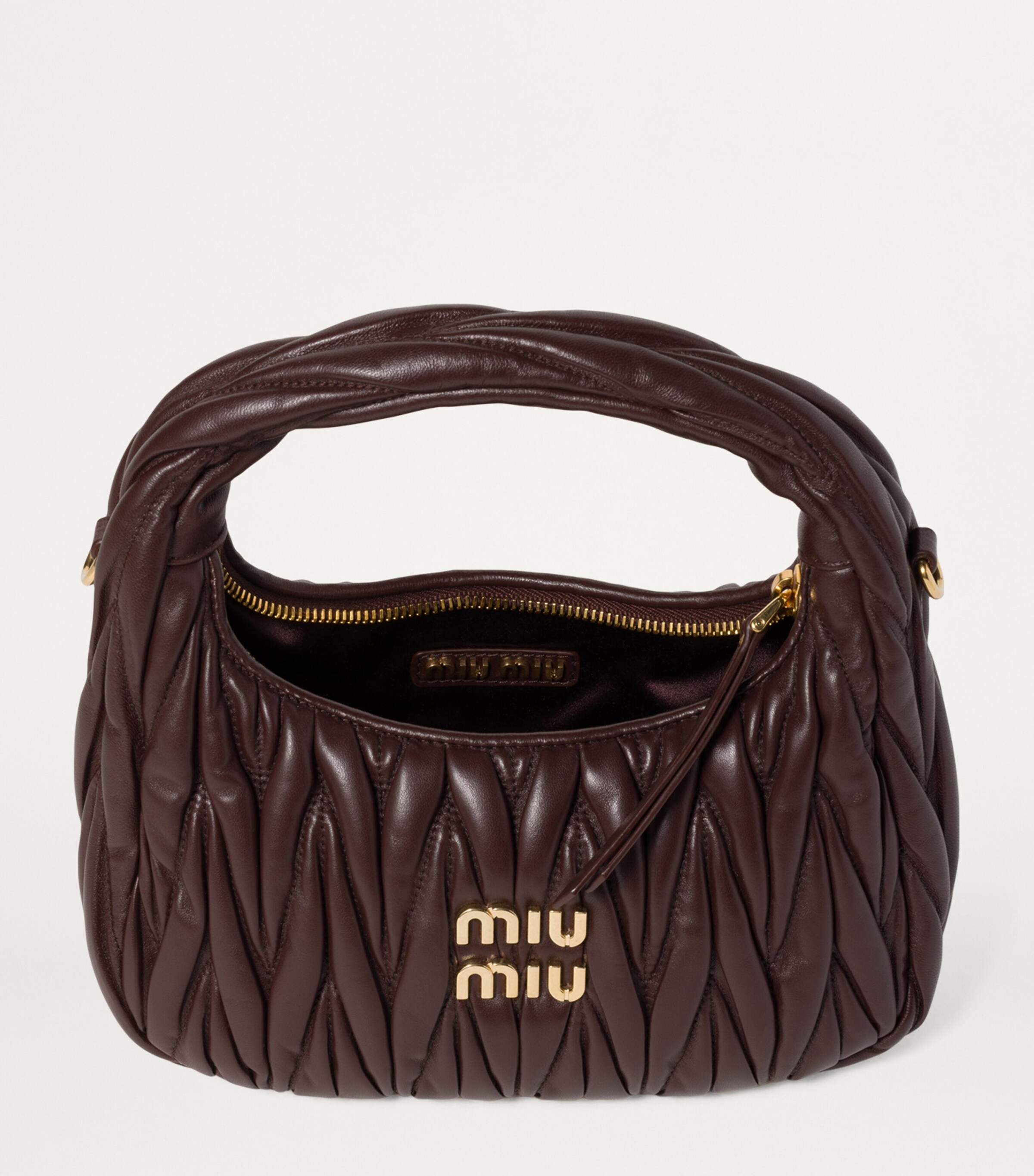 ハンドバッグ MIU MIU WANDER SMALL LEATHER HANDBAG Miu Miu Wander Matelasse Nappa Leather Hobo Mini Bag Violet
