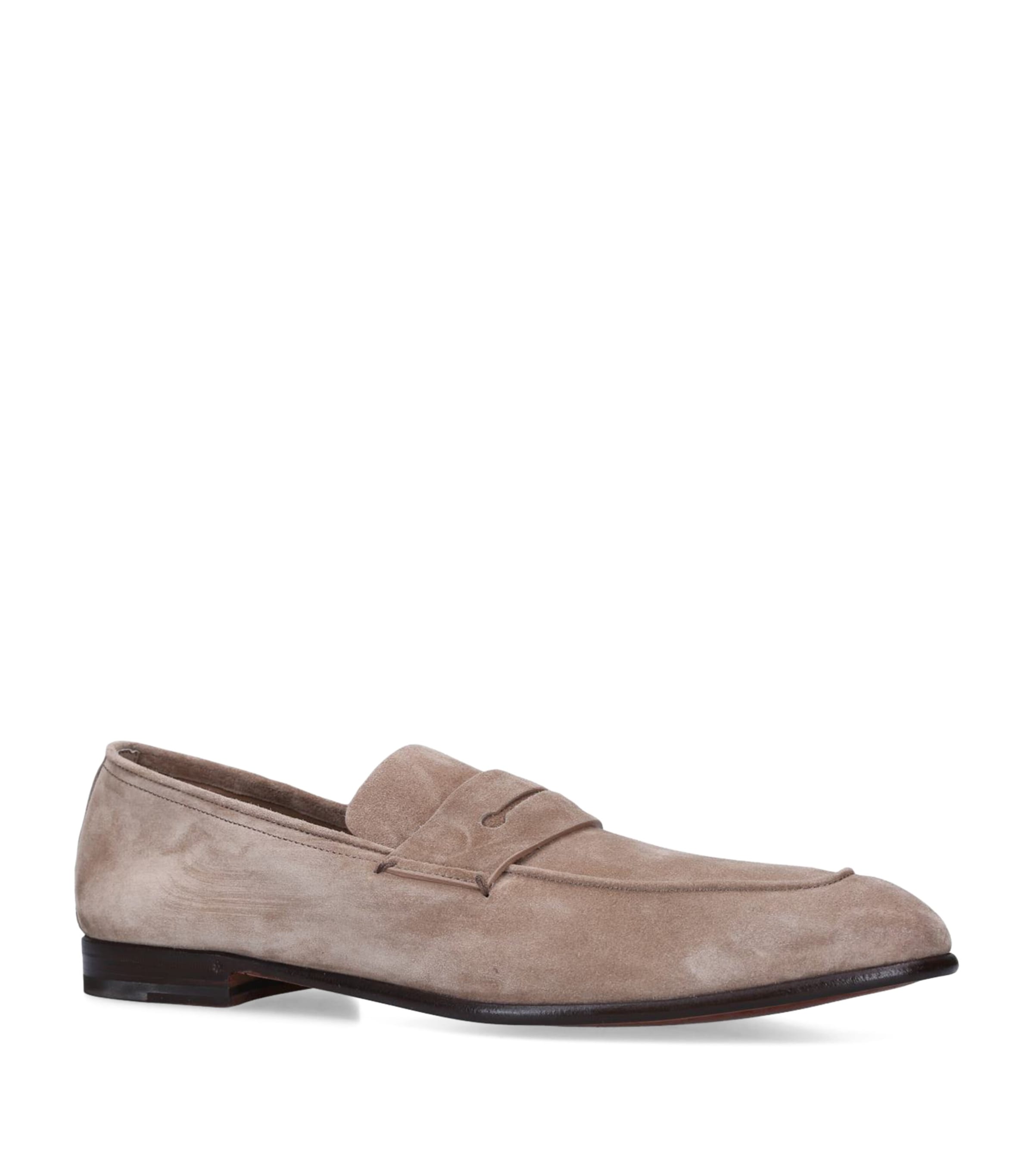 Shop Zegna Suede L'asola Loafers In Beige