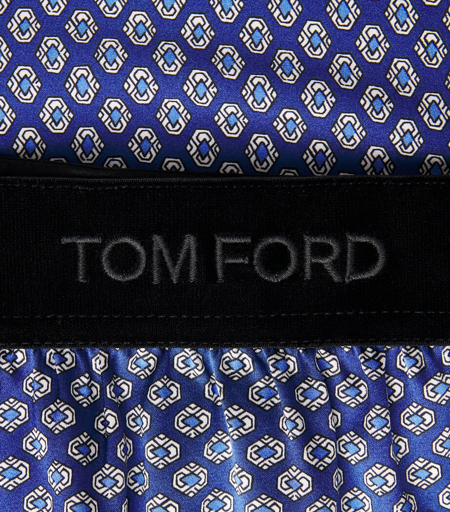 TOM FORD Mens Stretch-Silk Printed Boxer Shorts Blue/white Image 5