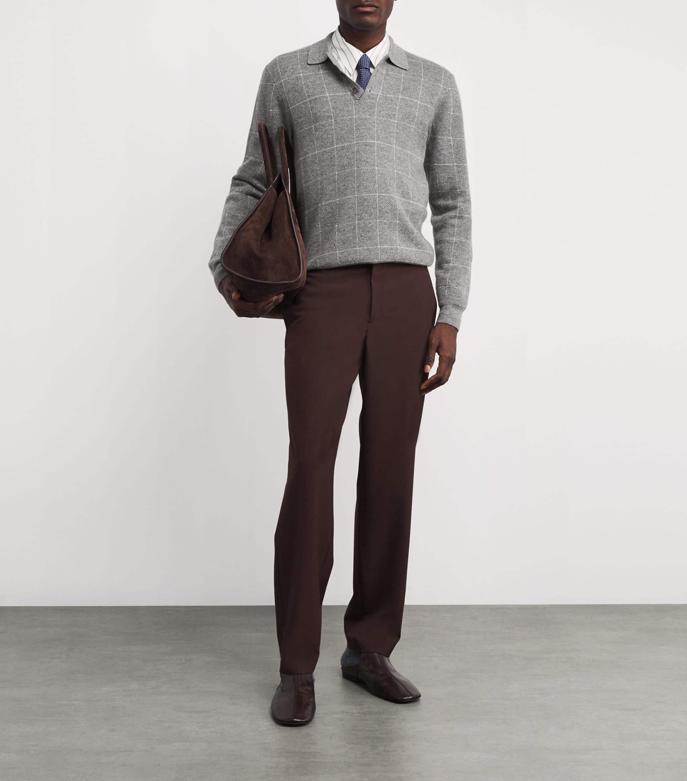 Cashmere Check Polo Shirt GREY MULTI Image 2