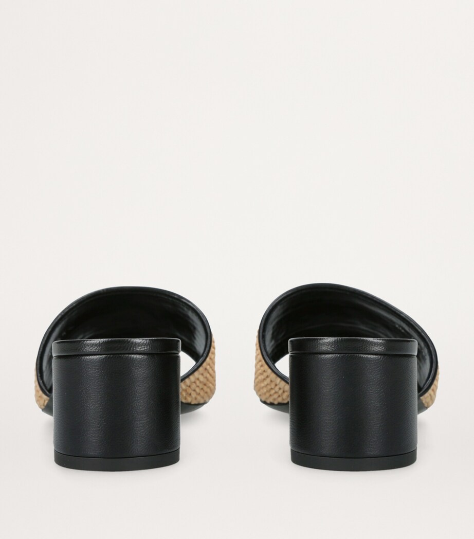 Raffia-Leather Monogram Mules BLK/BEIGE Image 2