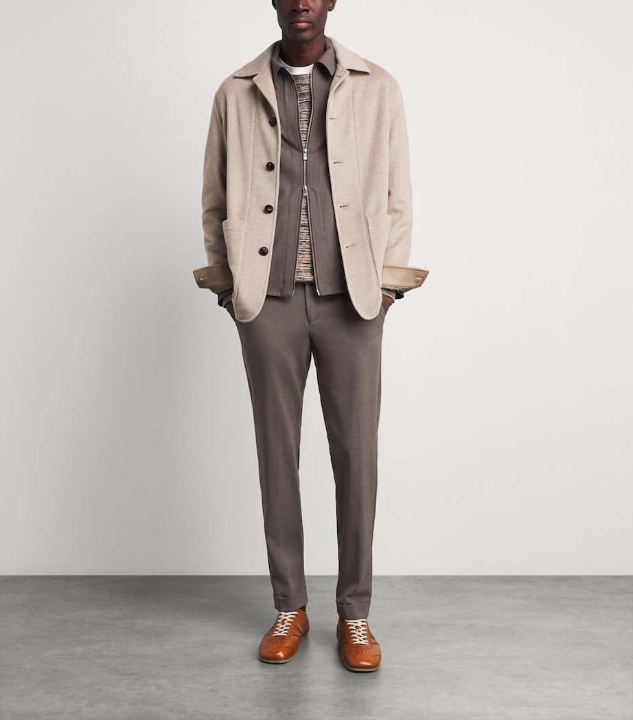 Marco Pescarolo Mens Virgin Wool Drawstring Trousers Taupe Image 2