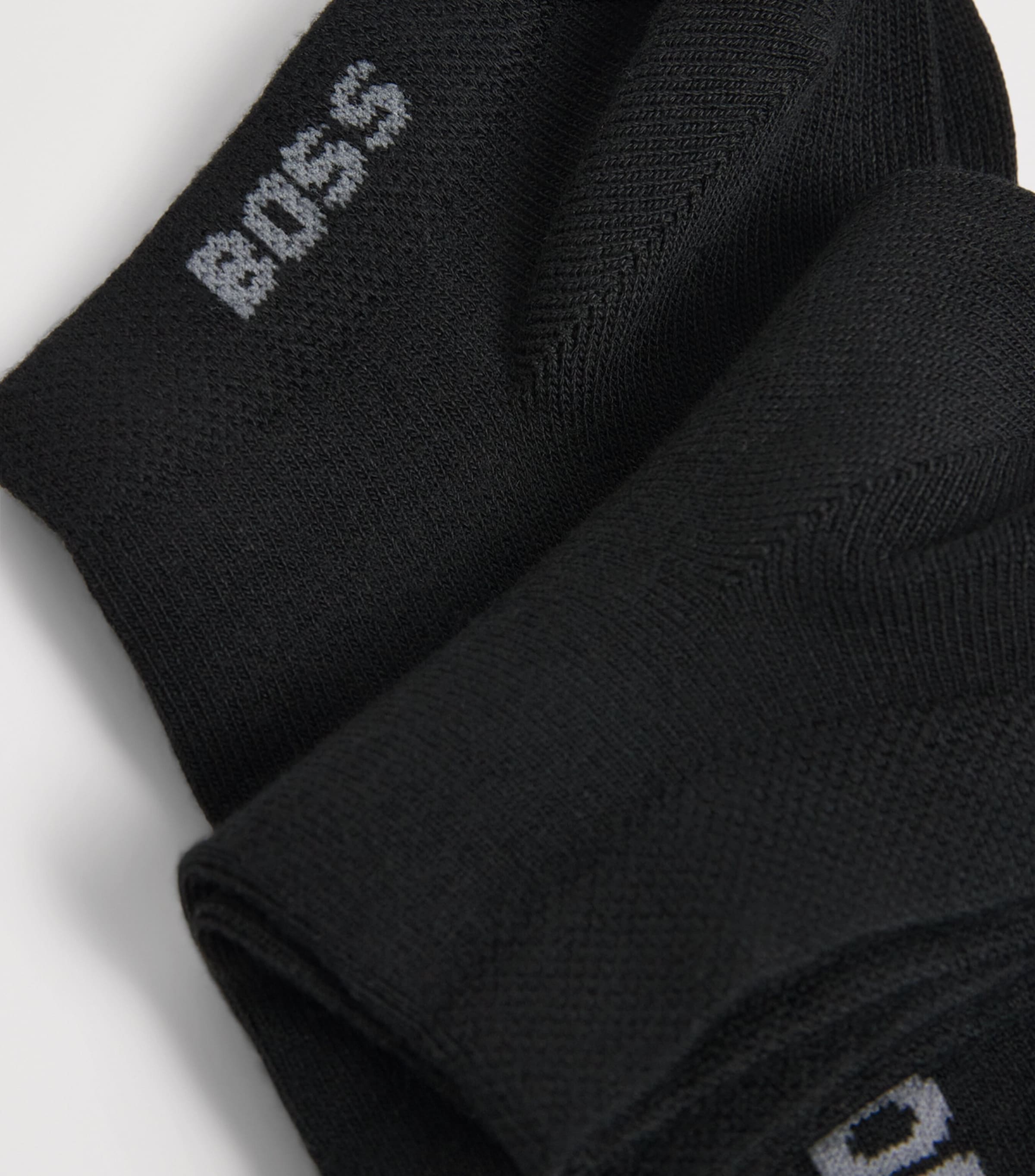 BOSS Mens Logo Ankle Socks (Pack of 2) Black Image 2