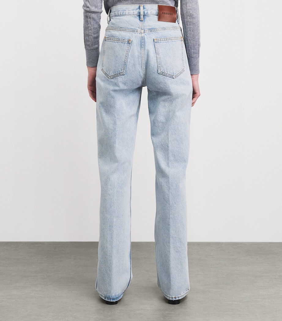 Sandro Paris Womens Straight-Leg Patch Pocket Jeans Light Bu Jean Image 5