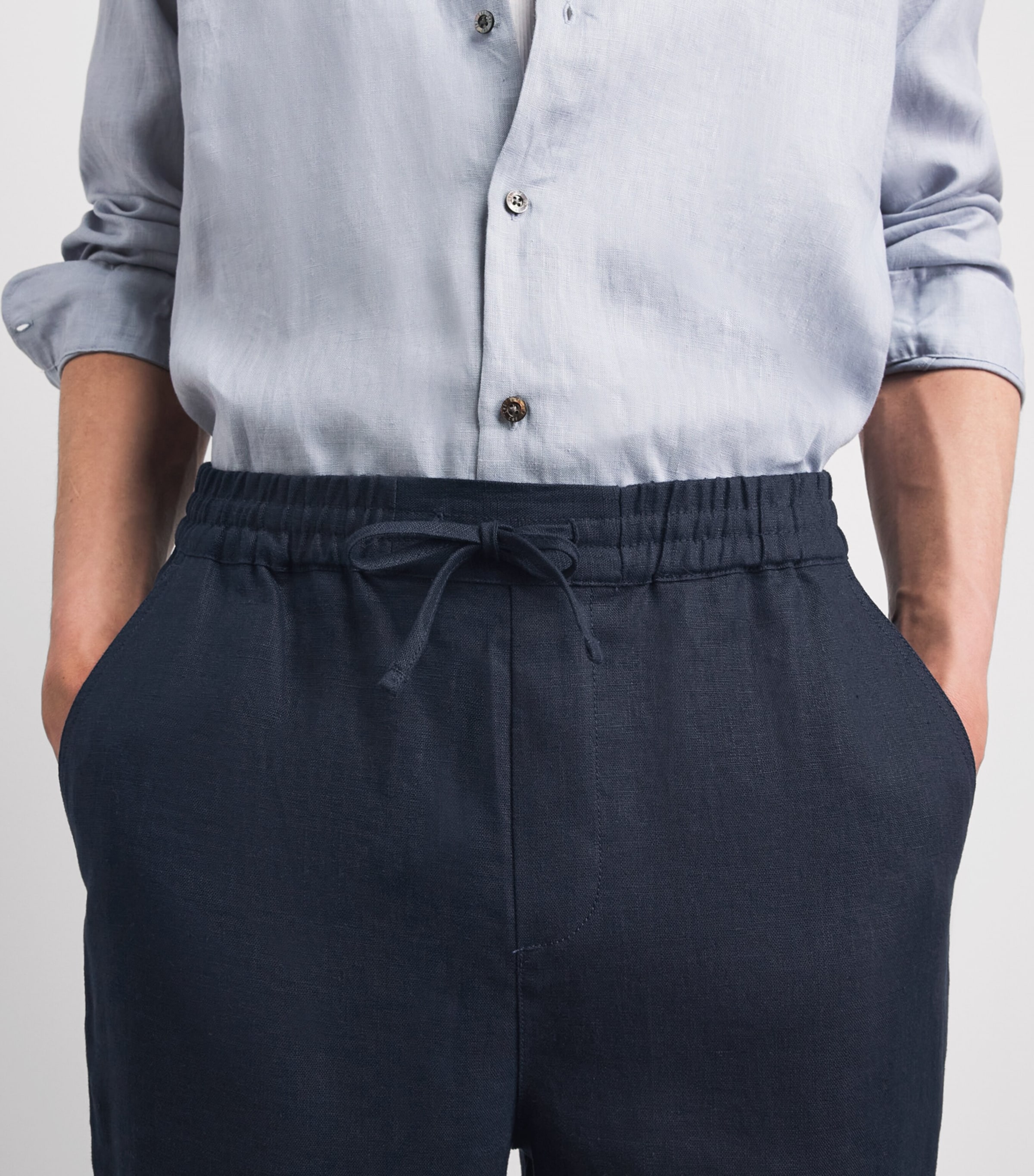 CHÉ Mens Linen Avila Straight Trousers Navy Image 3