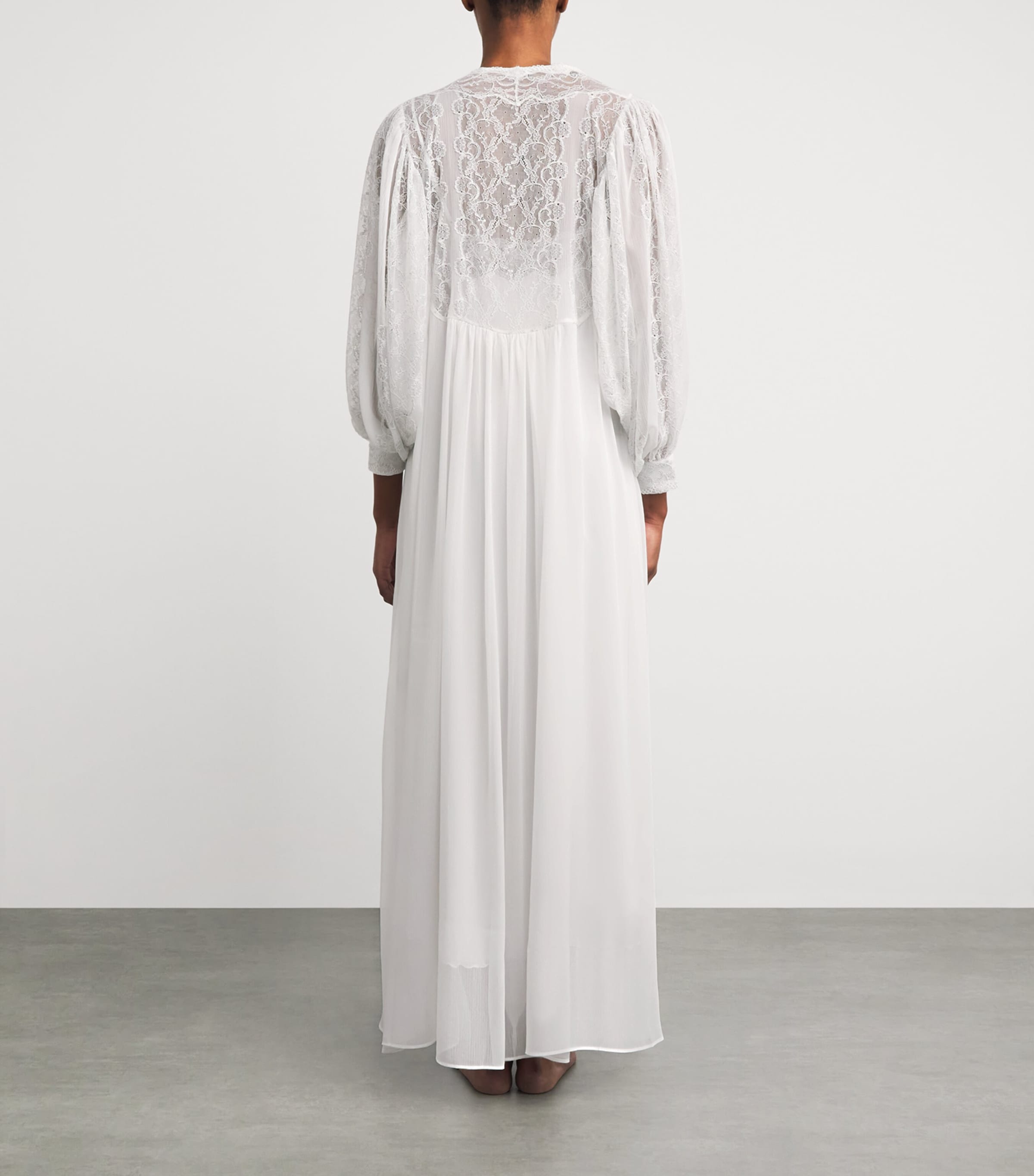 Chiffon Lace-Trim Ora Robe (XS/S) OFF WHITE/SILVE Image 3
