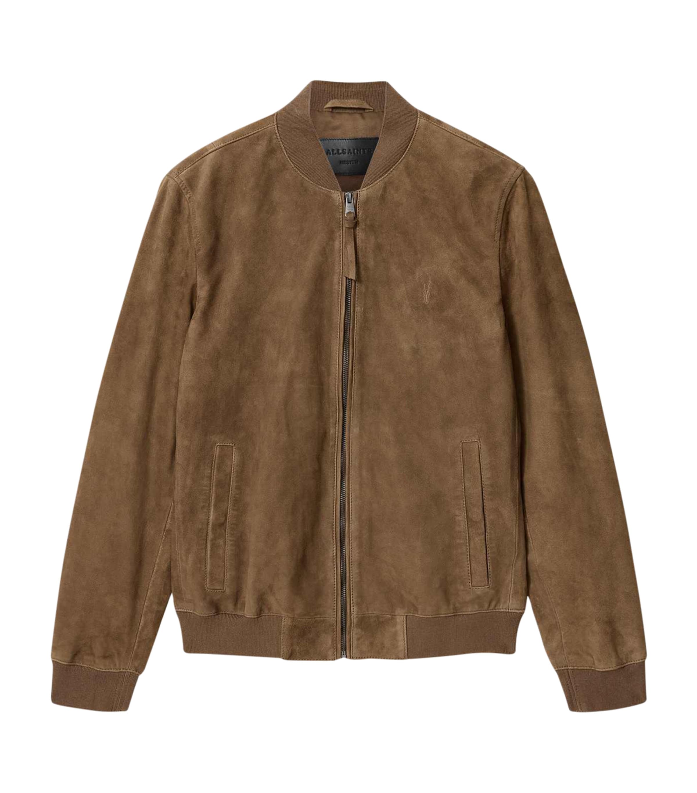 AllSaints Mens Suede Morten Bomber Jacket Karoo Brown Image 1