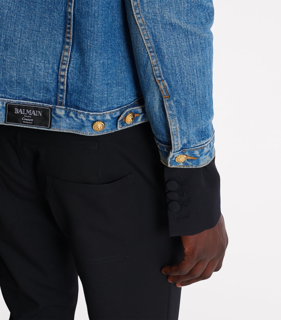 Balmain Mens Grain De Poudre-Denim Jacket Ena Noir/bleu Denim Image 8