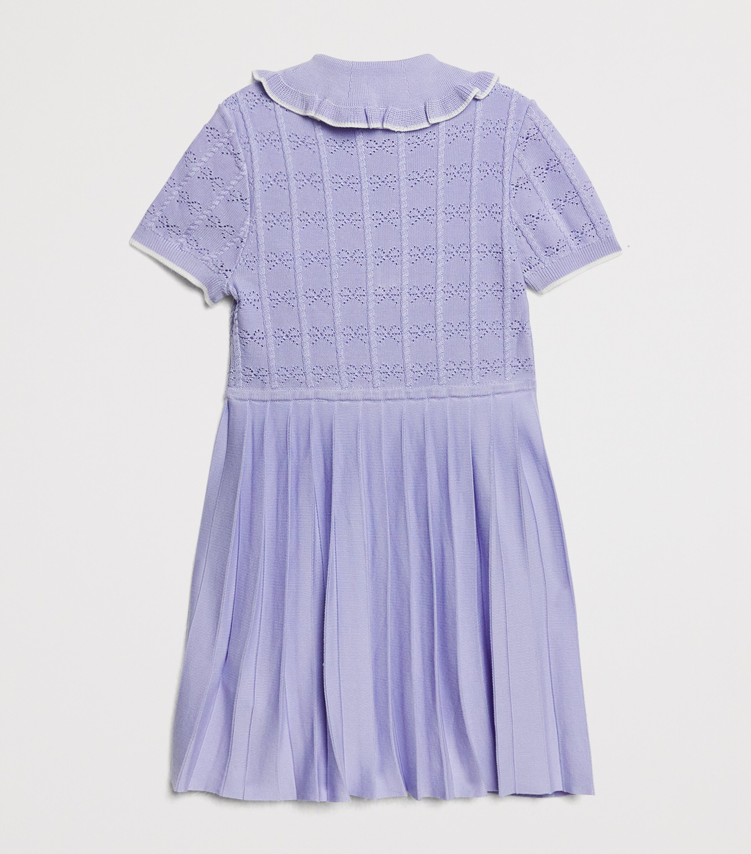 Self-Portrait Kids Pointelle Pleated Dress (3-12 Years) Lilac Image 2