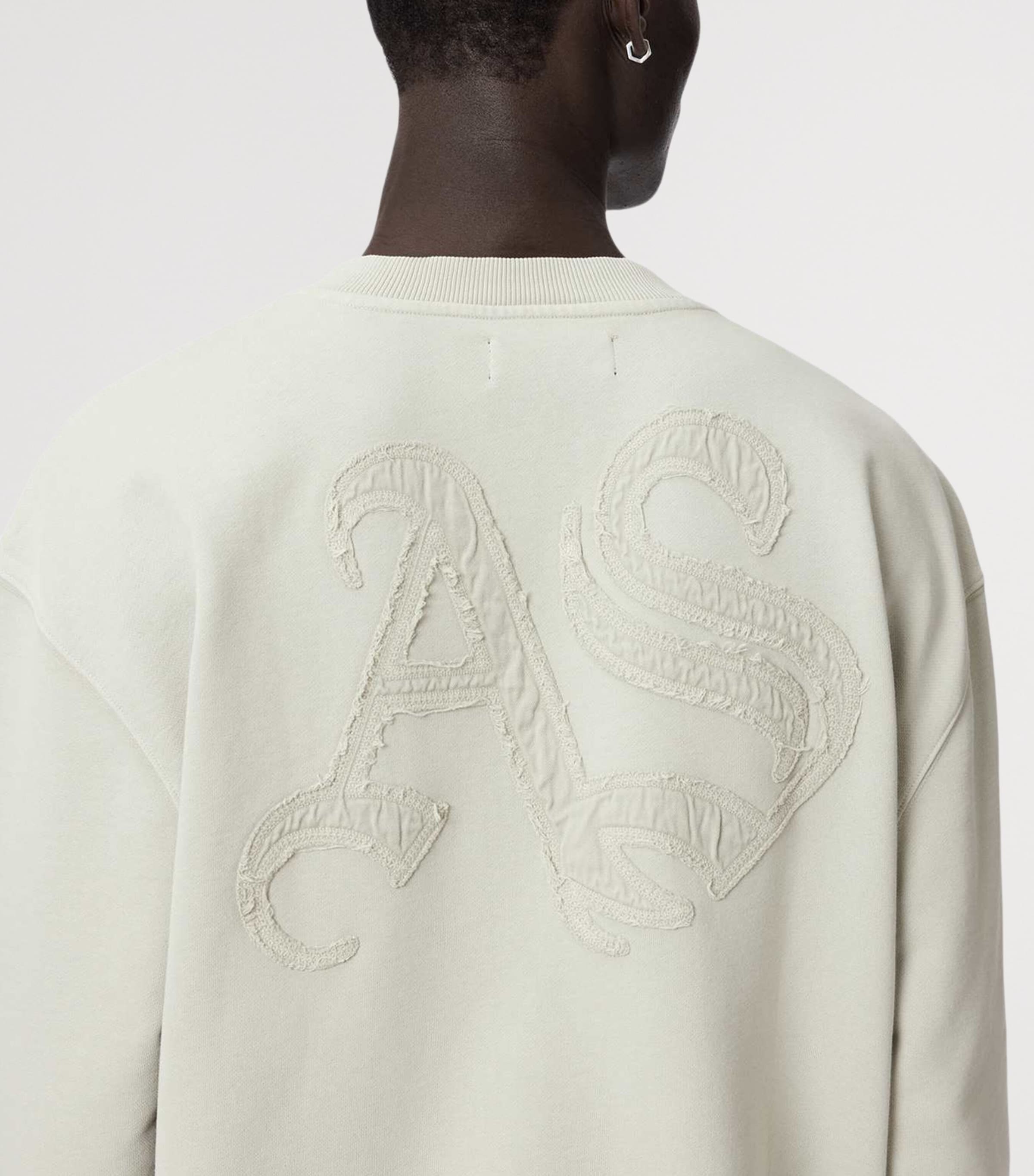 AllSaints Mens Organic Cotton Insignia Sweatshirt Sea Green Image 6