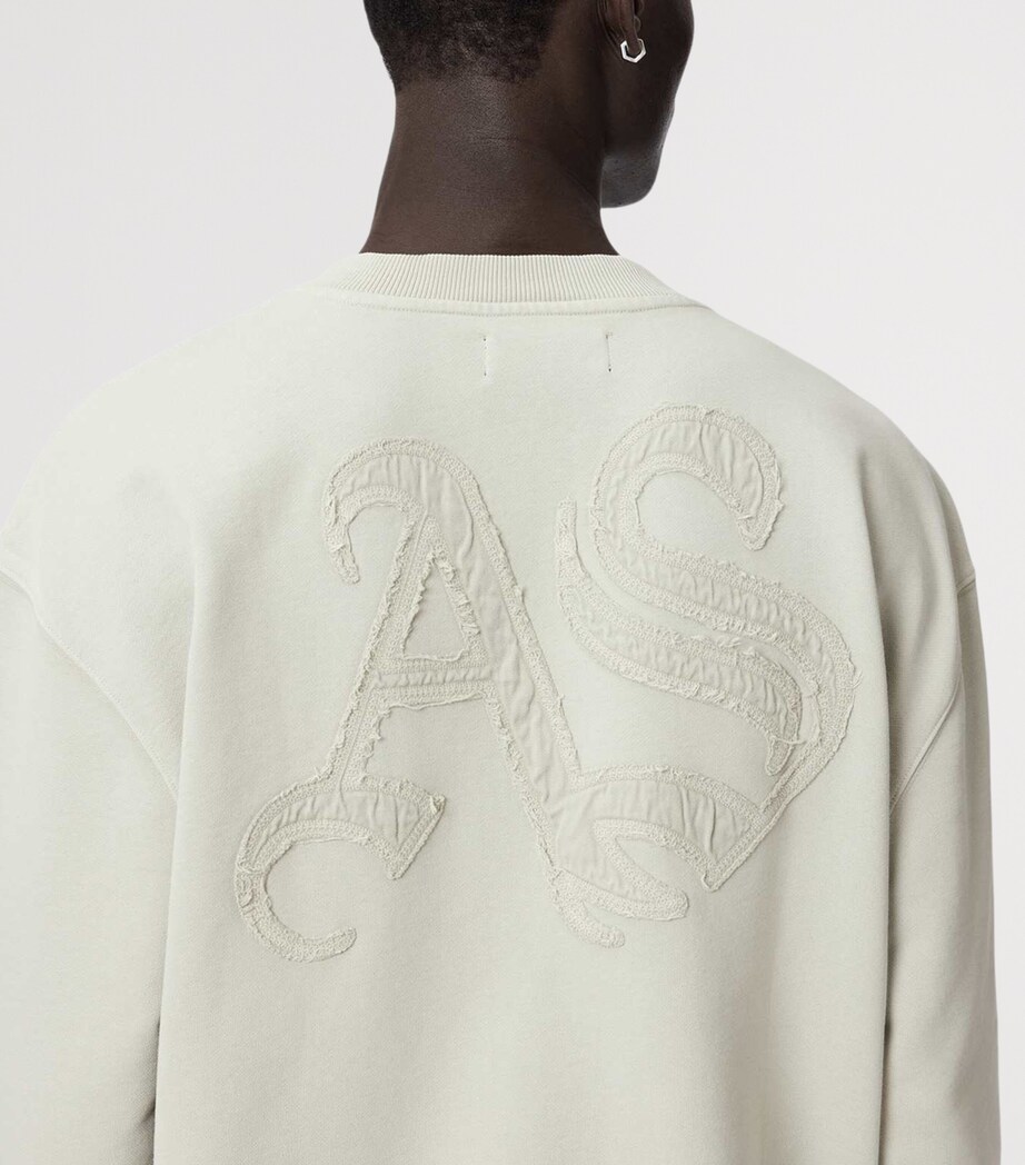 AllSaints Mens Organic Cotton Insignia Sweatshirt Sea Green Image 6