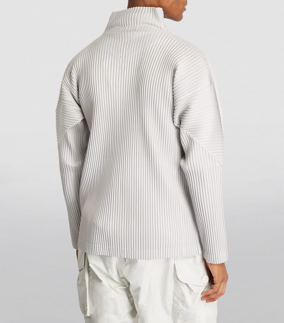 Pleated Zip-Up Cardigan 11 GREY Image 4