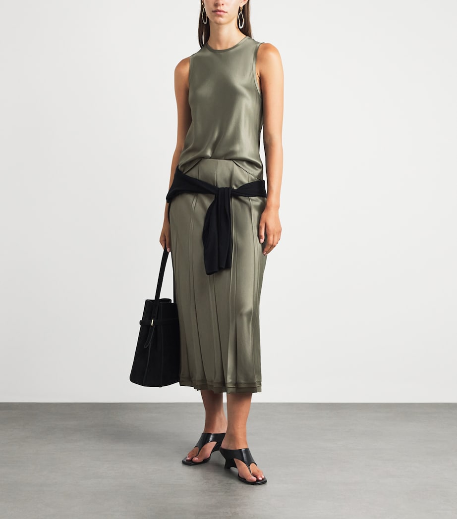 Vince Womens Satin Sleeveless Top Pine Grove Image 2