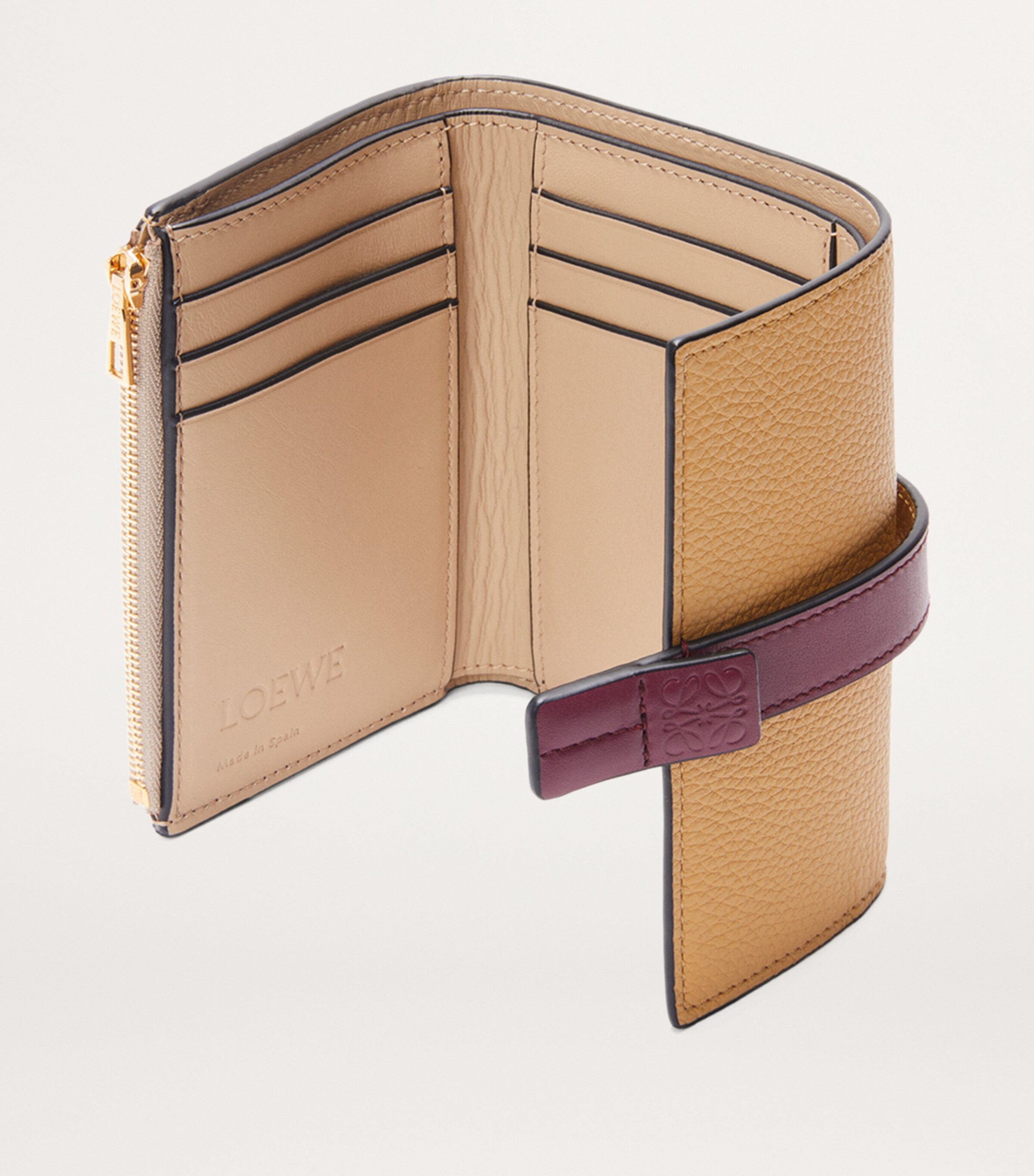 Small Leather Vertical Wallet BISCUIT/CRIMSON/PAPE Image 3