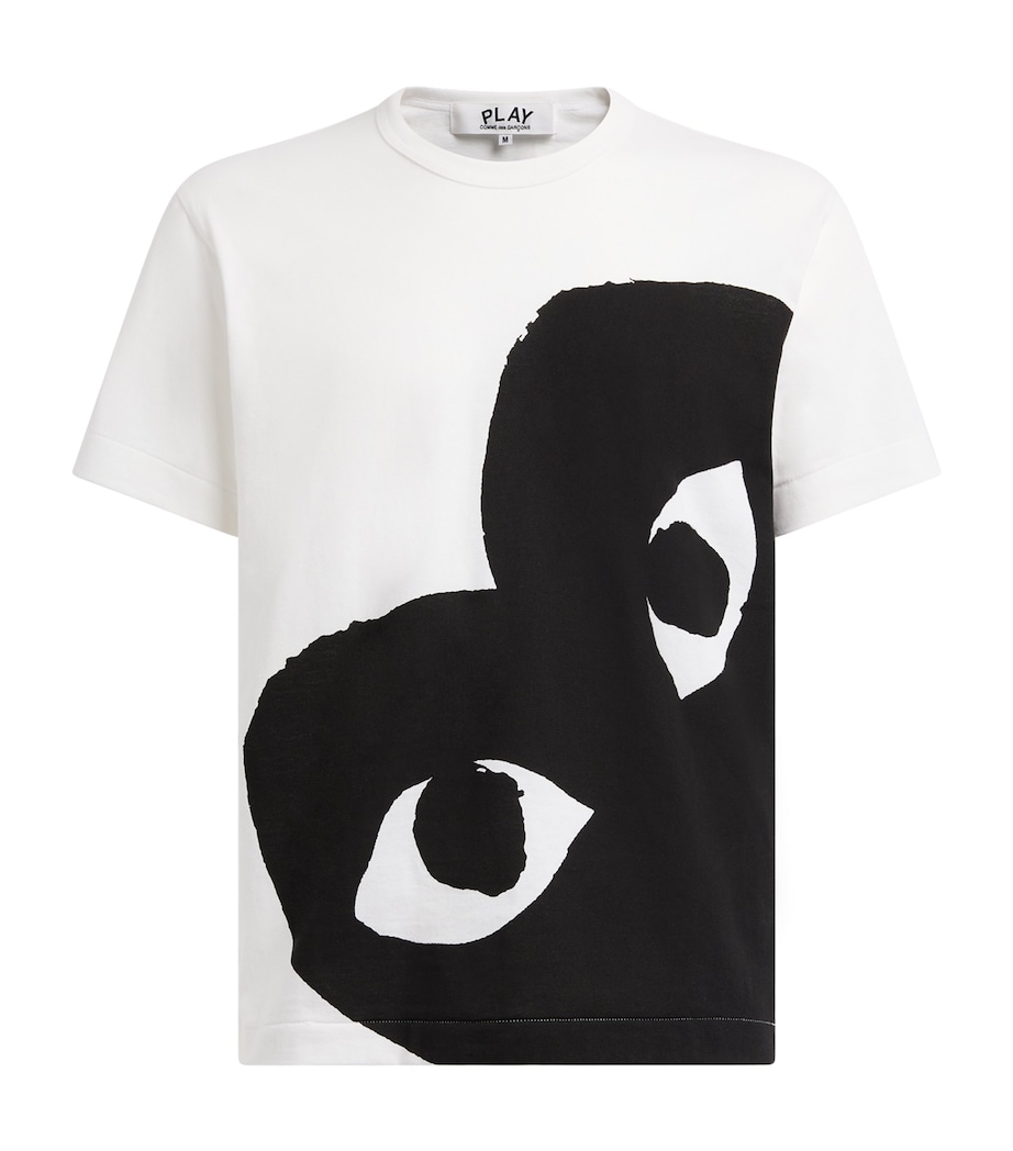 Comme Des Garçons Mens Cotton Bottom Corner Heart T-Shirt White/black Image 1