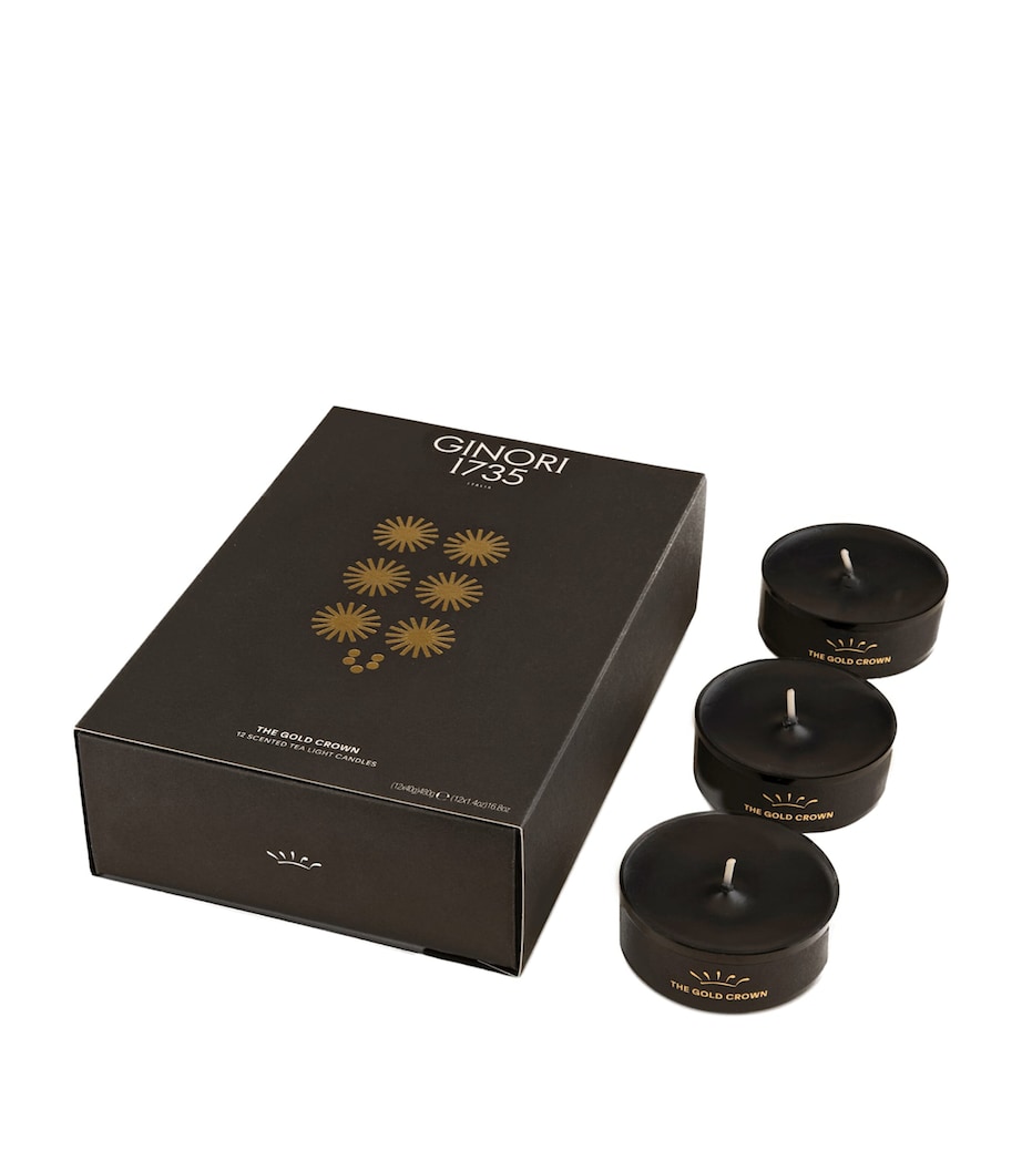 GINORI 1735 The Gold Crown Tealight Scented Candles (Pack of 12) Image 1