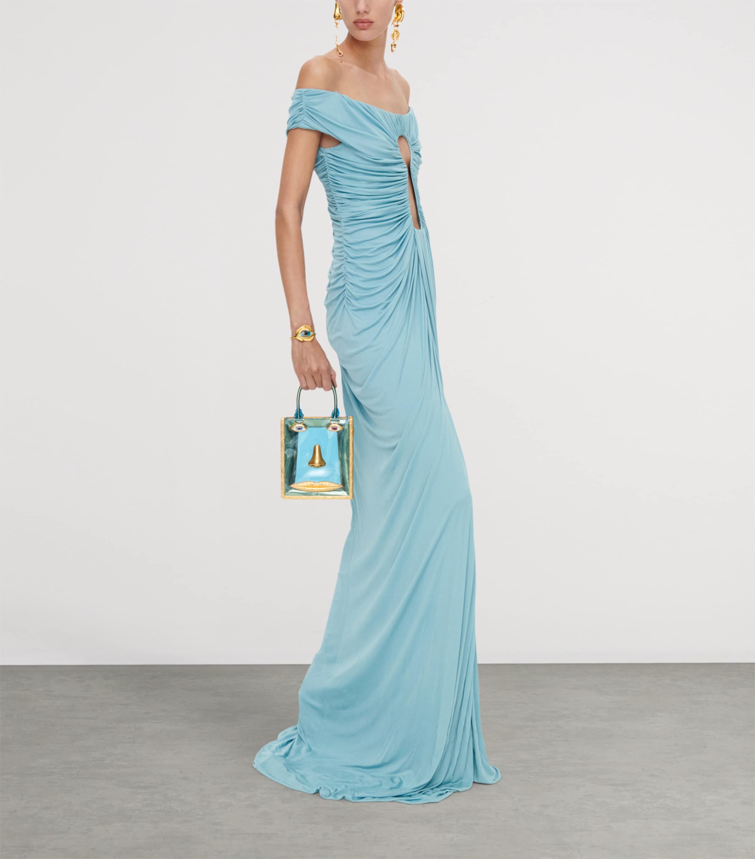 Mini Vinyl Face Top-Handle Bag 71 GOLD/BLUE Image 2