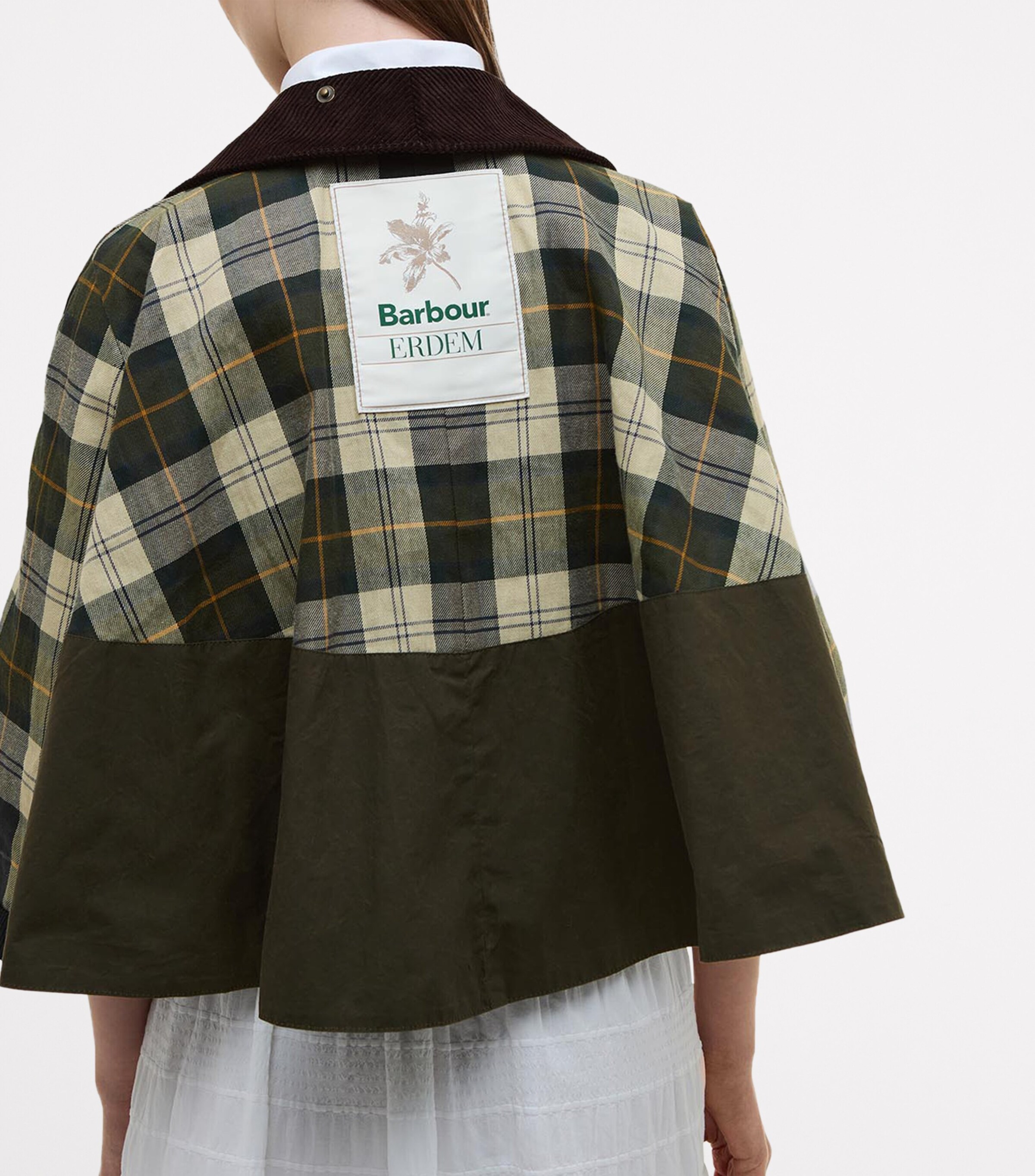 Barbour Womens x ERDEM Reversible Clover Trapeze Jacket Olive/sand/blck Flrl Image 11