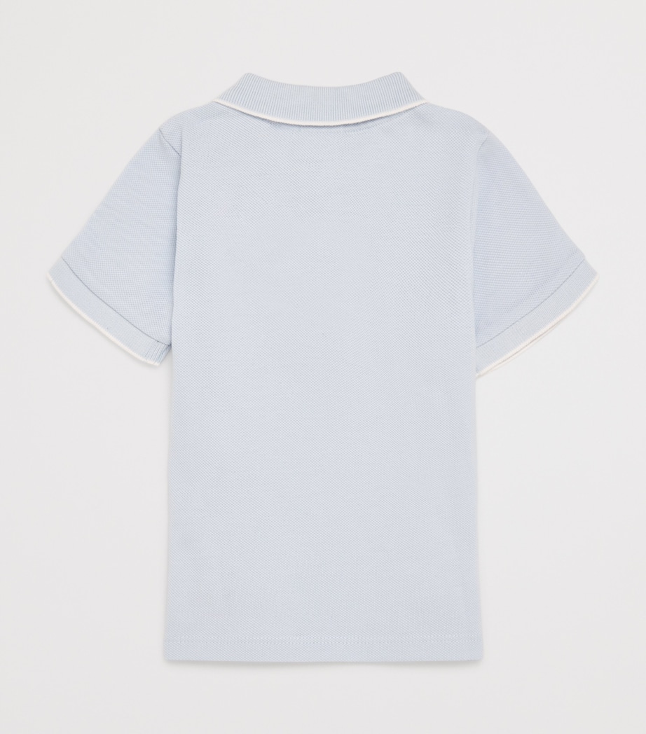 Cotton Piqué Logo Polo Shirt (3 Months-3 Years) PALE BLUE Image 2