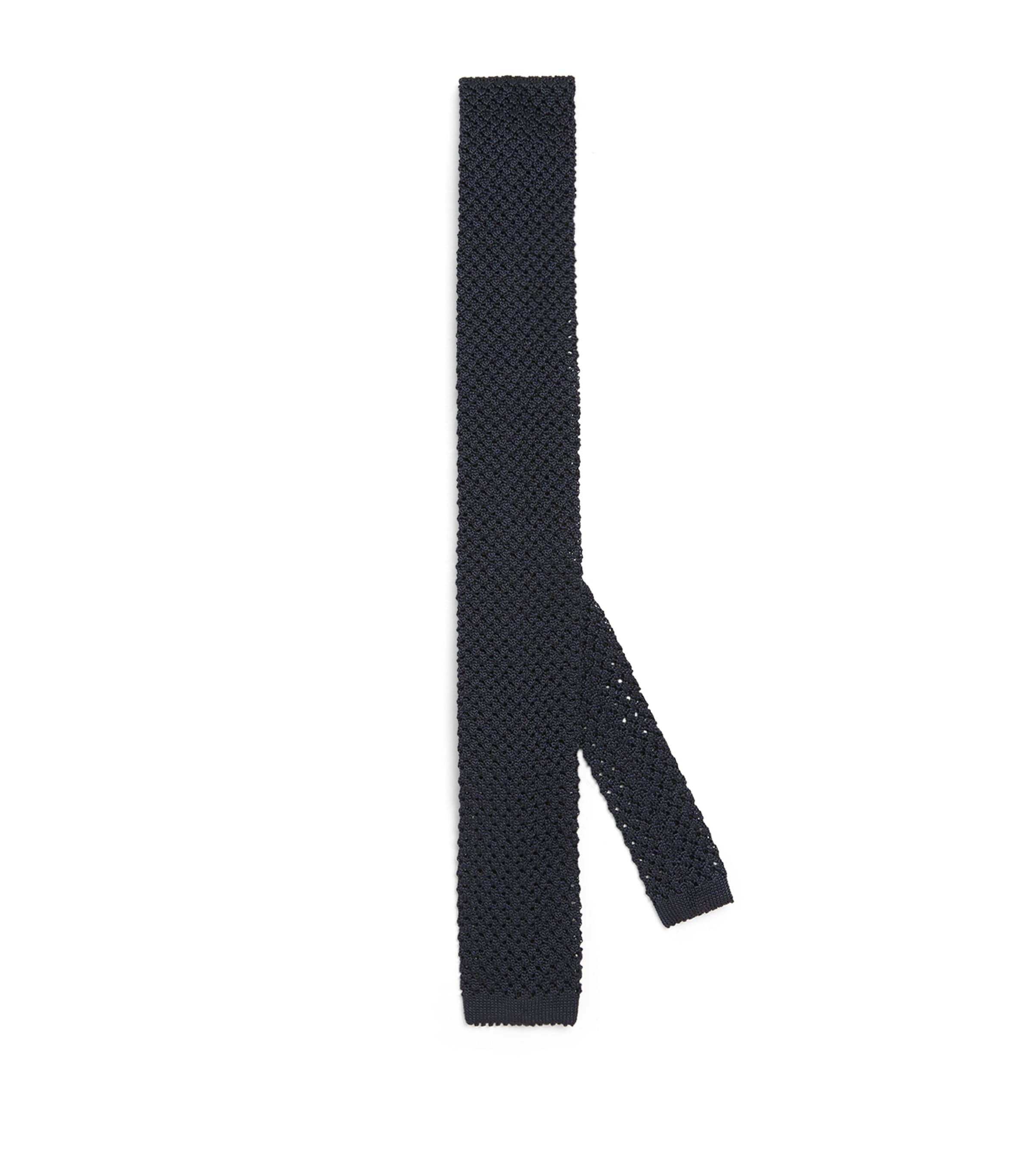 Emporio Armani Silk Crochet Tie In Blue