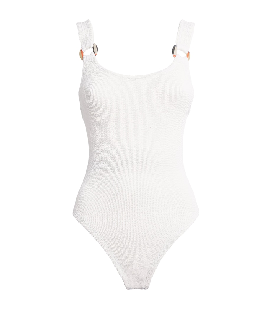 Burberry x Hunza G Womens x Burberry Check-Trim Domino Swimsuit White Image 1