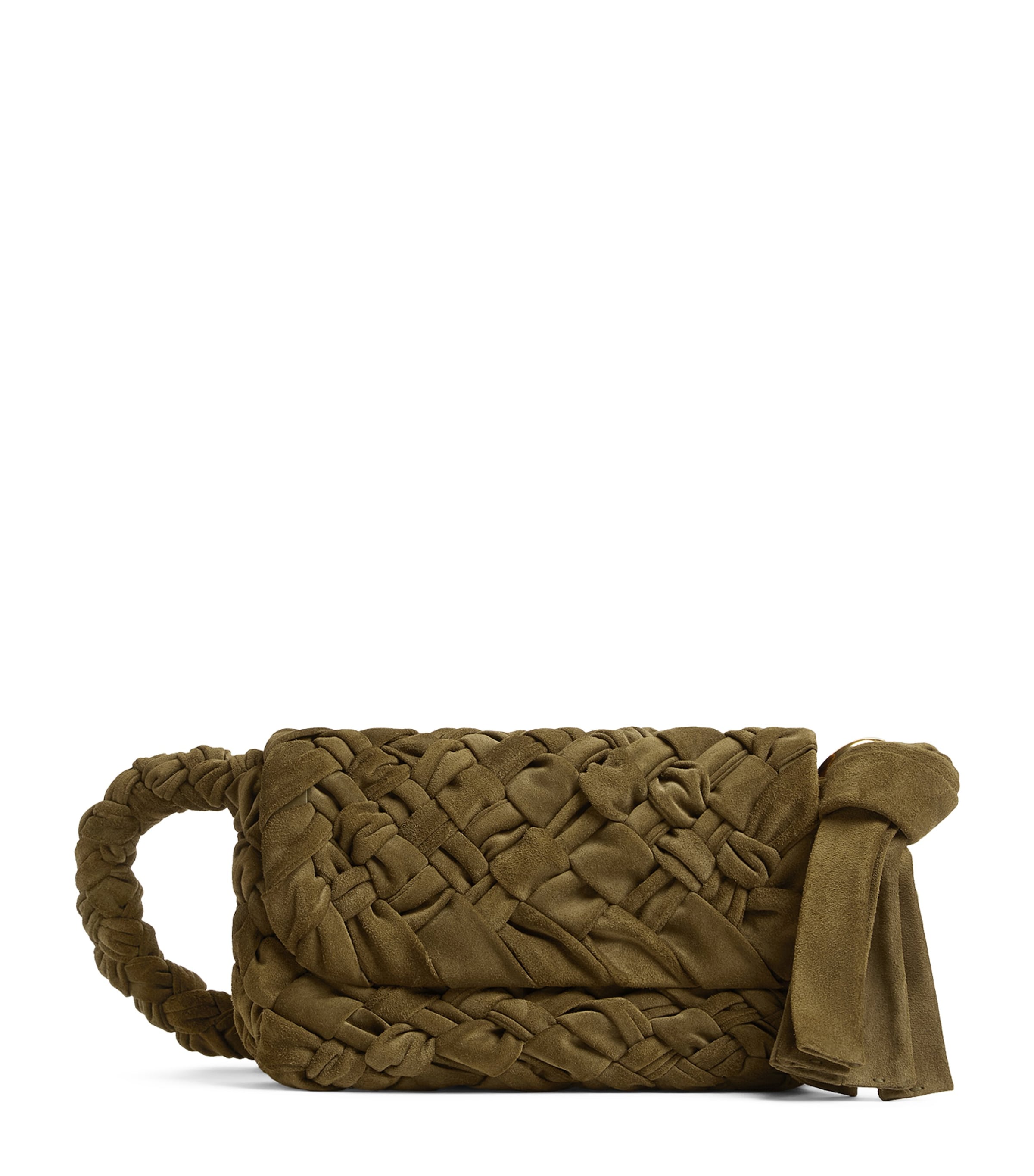 Shop Bottega Veneta Suede Kalimero Città Shoulder Bag In Green