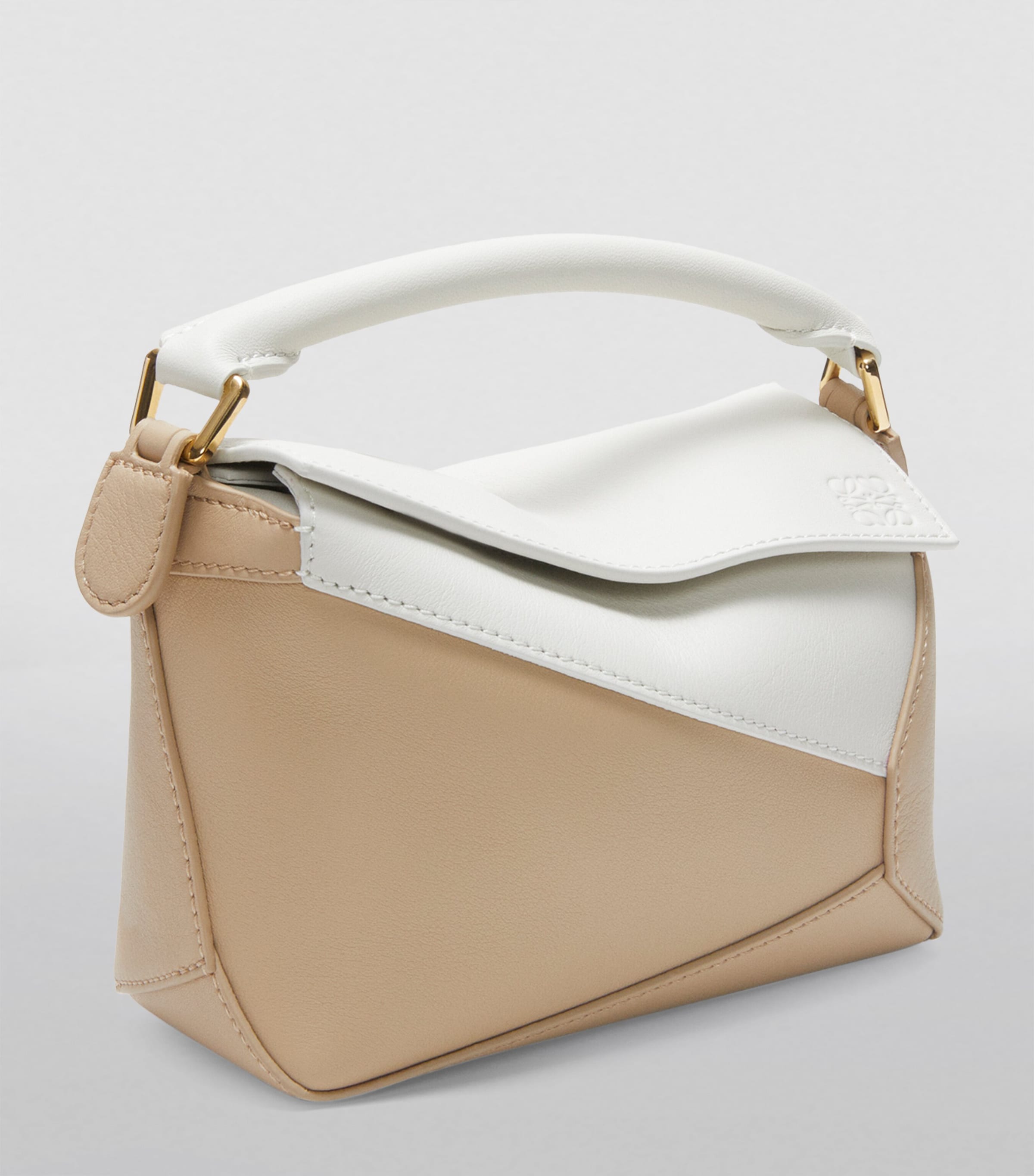 Mini Leather Puzzle Edge Top-Handle Bag SOFT WHITE/PAPER Image 3