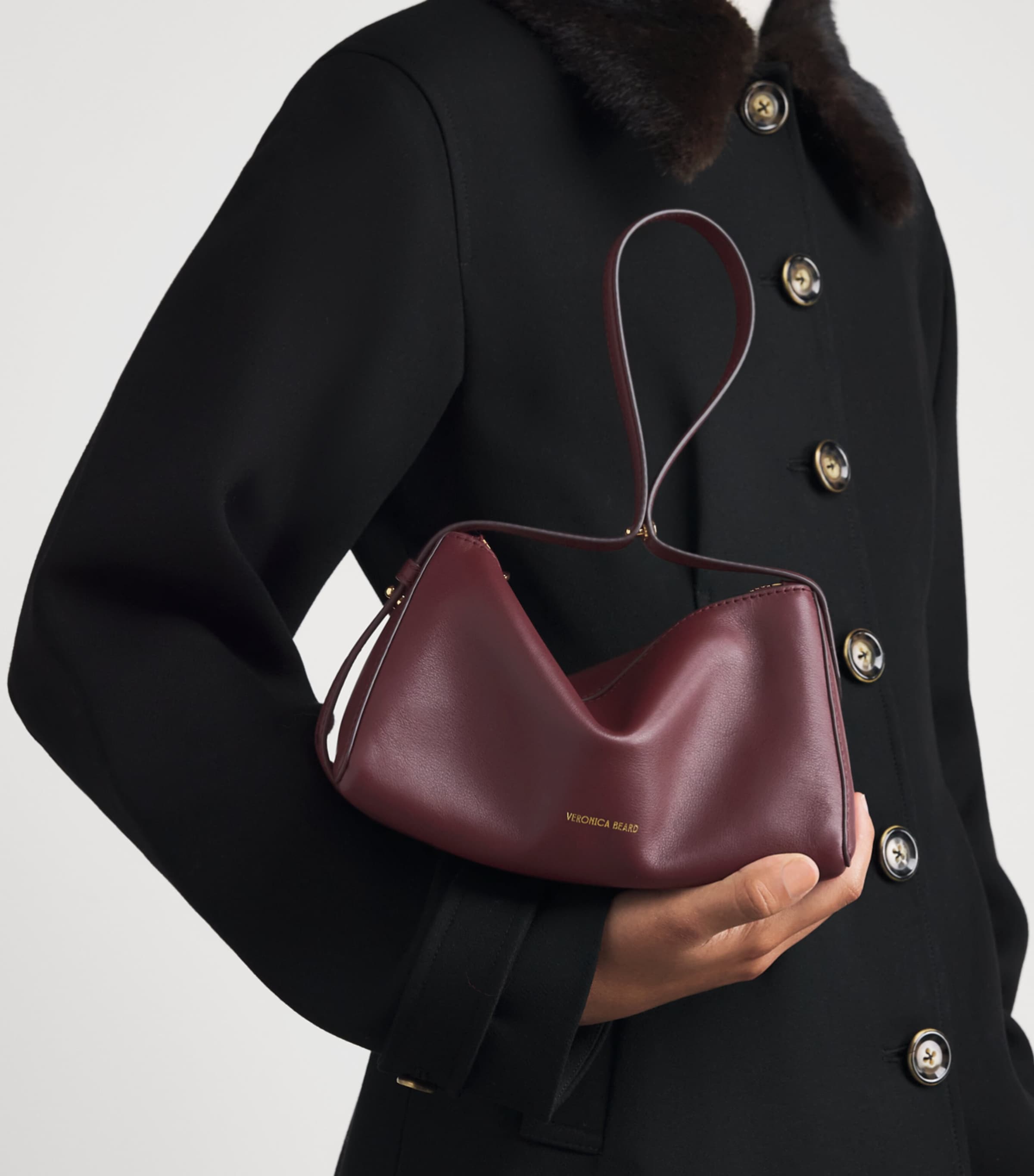 Veronica Beard Mini Leather Prism Shoulder Bag Burgundy Image 2