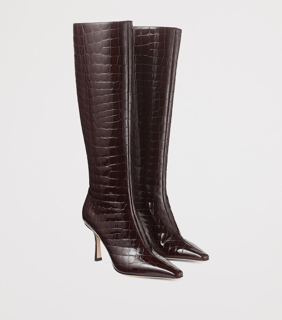 Agathe 85 Leather Croc-Embossed Knee-High Boots SAMBUCO Image 2
