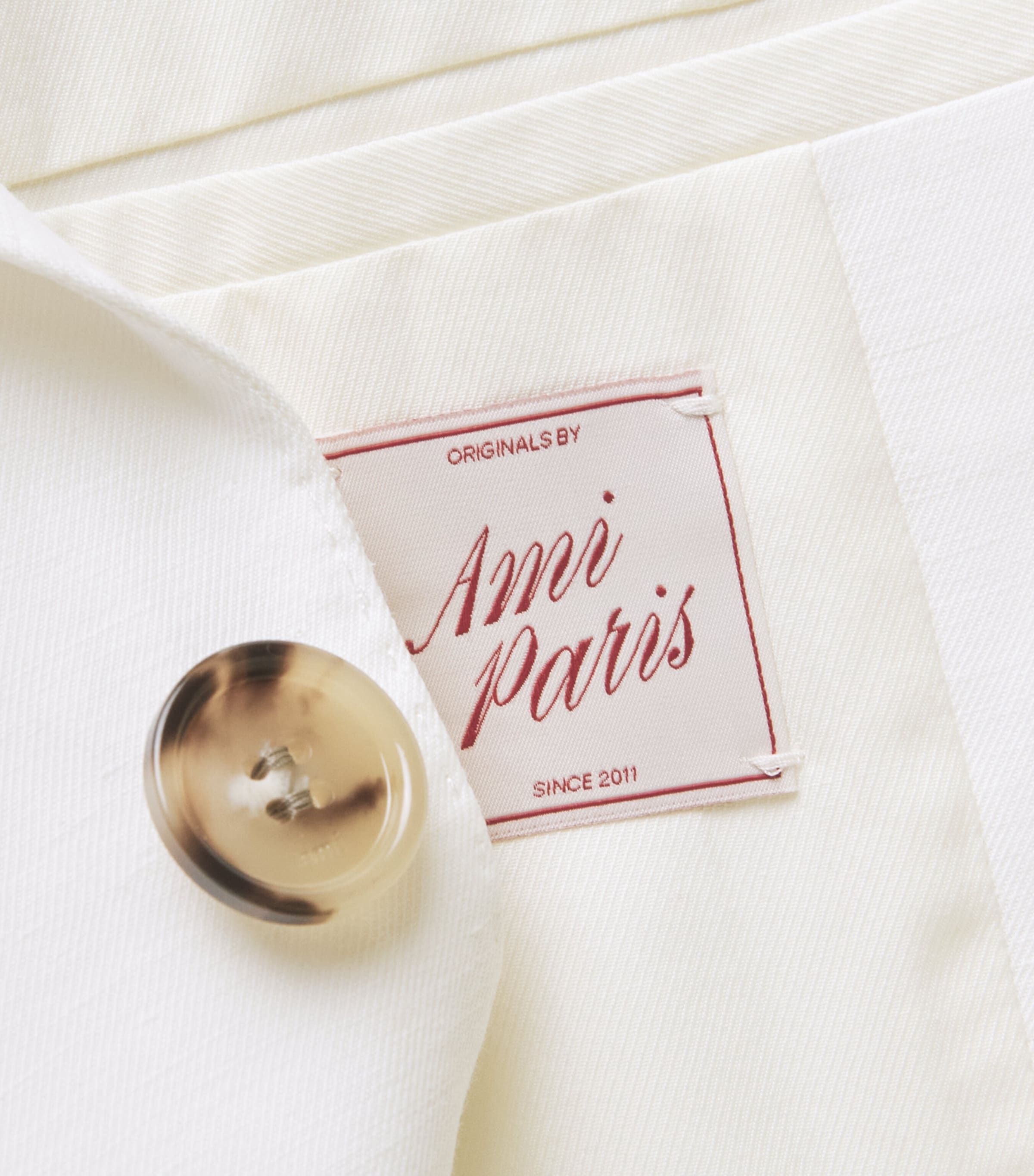 AMI Paris Mens Single-Breasted Blazer Blanc Creme Image 6