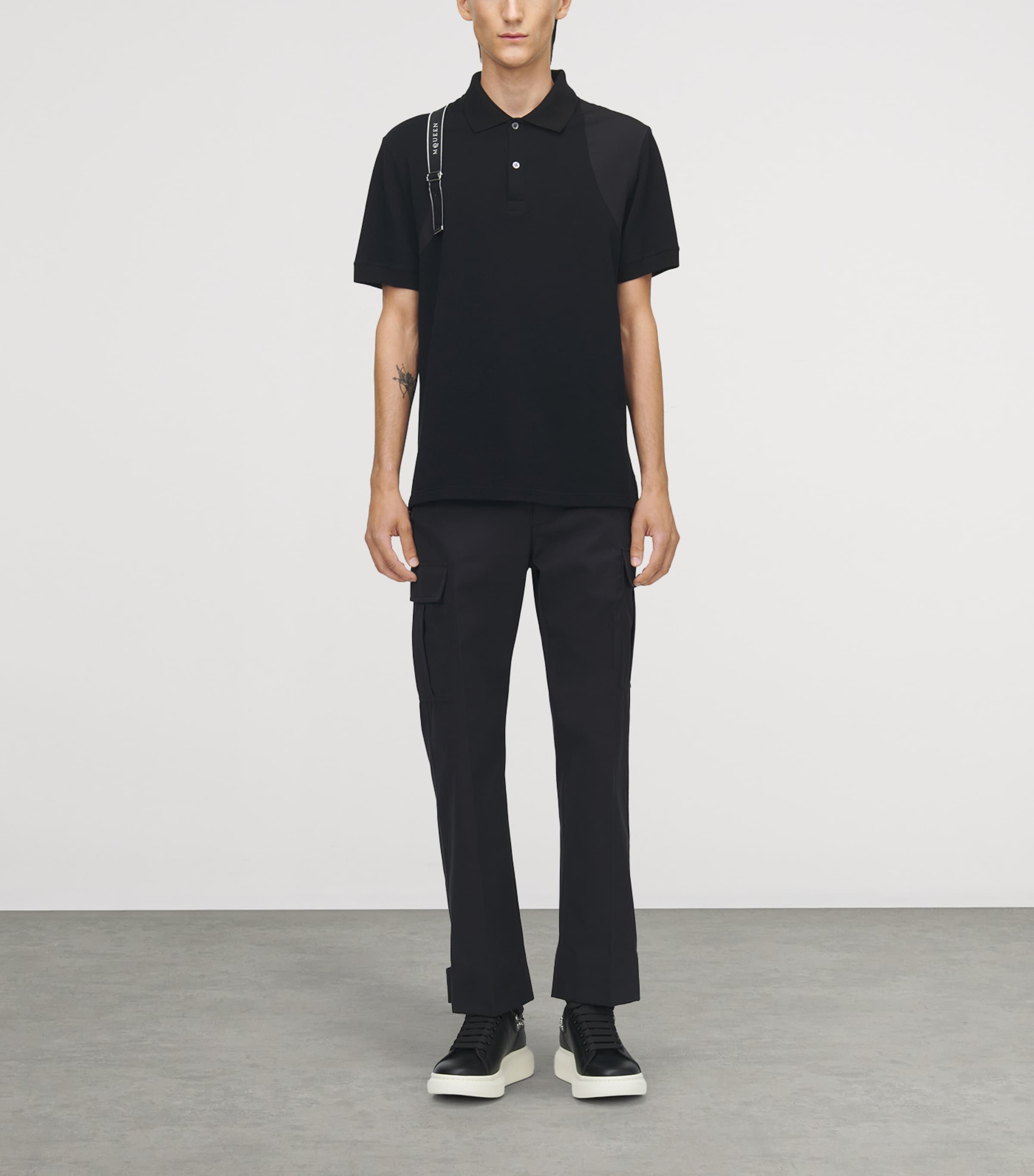 McQueen Mens Cotton Cargo-Pocket Straight Trousers Image 2