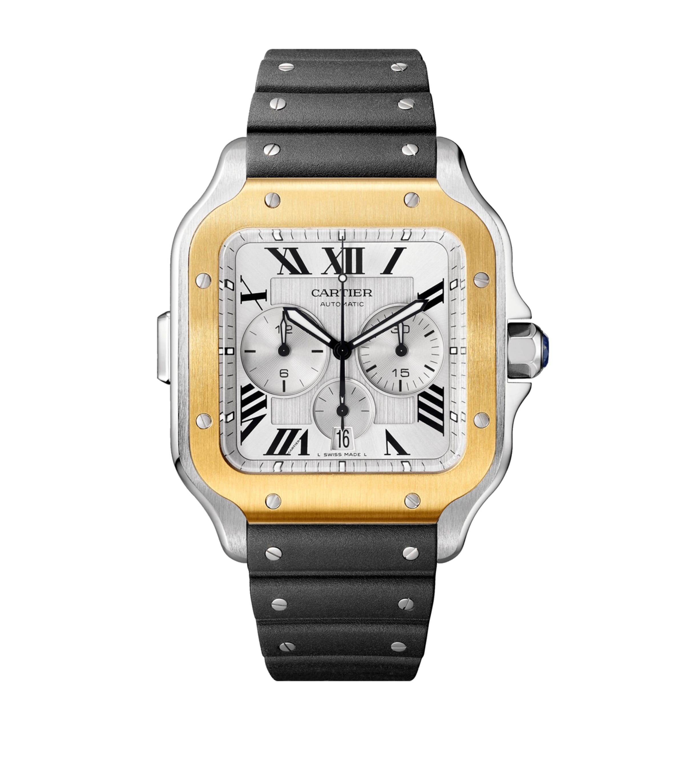 Stainless Steel and Yellow Gold Santos de Cartier Watch 43.3mm GREY Image 2