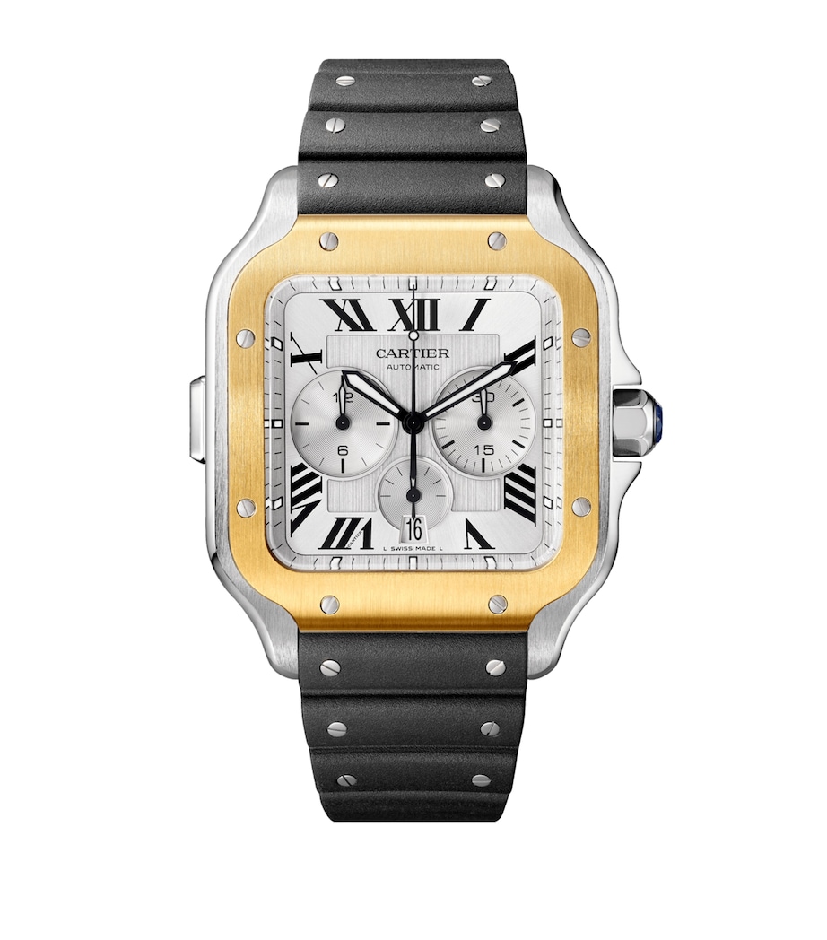 Stainless Steel and Yellow Gold Santos de Cartier Watch 43.3mm GREY Image 2